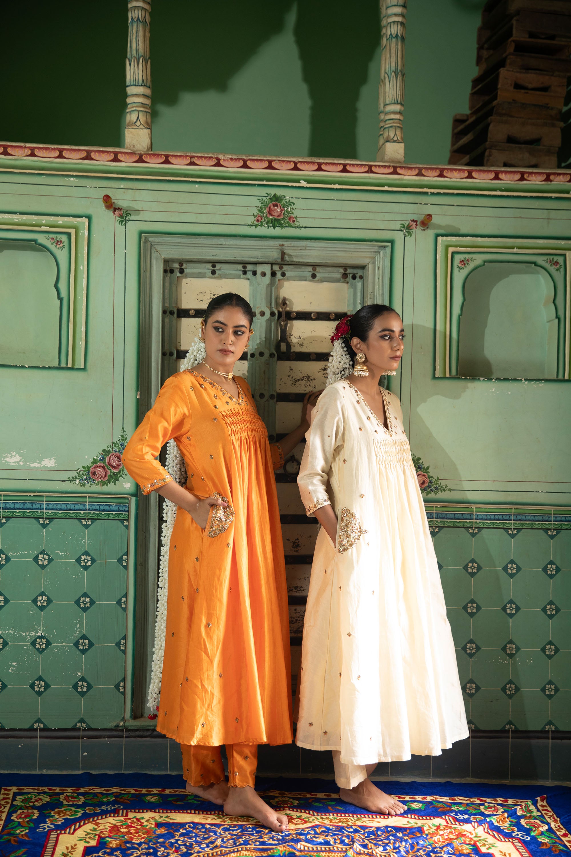 A-LINE CHANDERI SILK SUIT