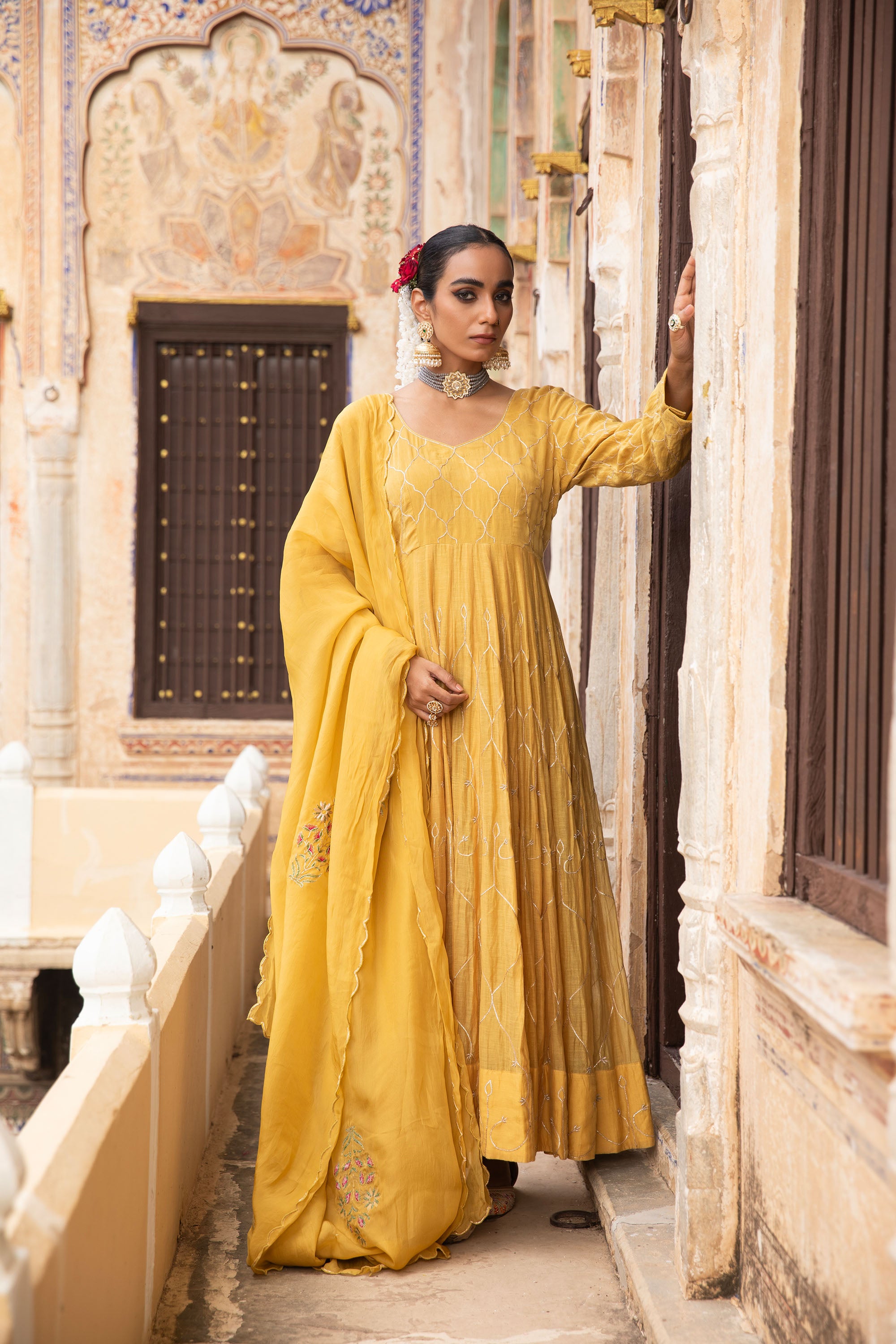 CHANDERI ANARKALI SUIT