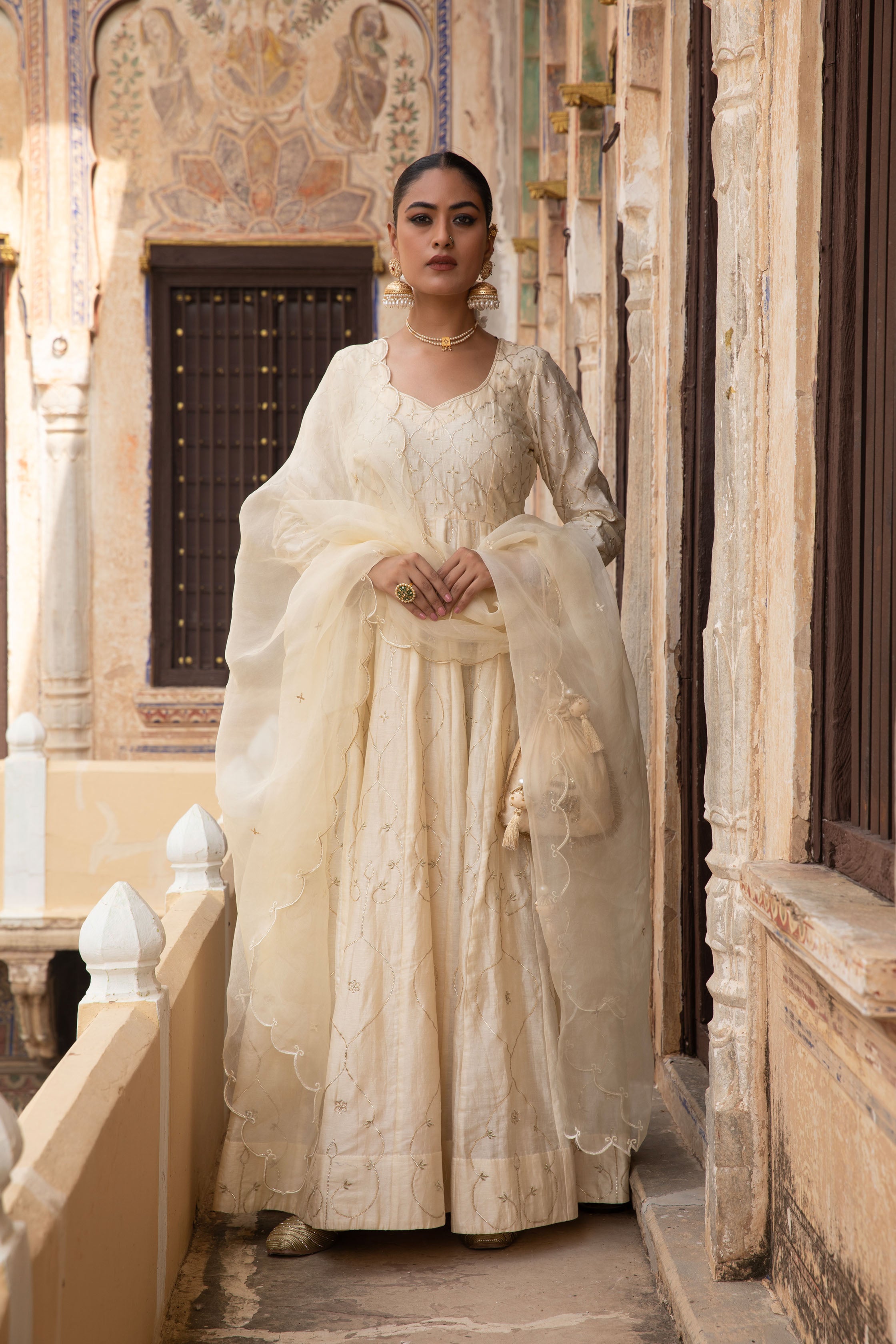 GOLD IVORY ANARKALI