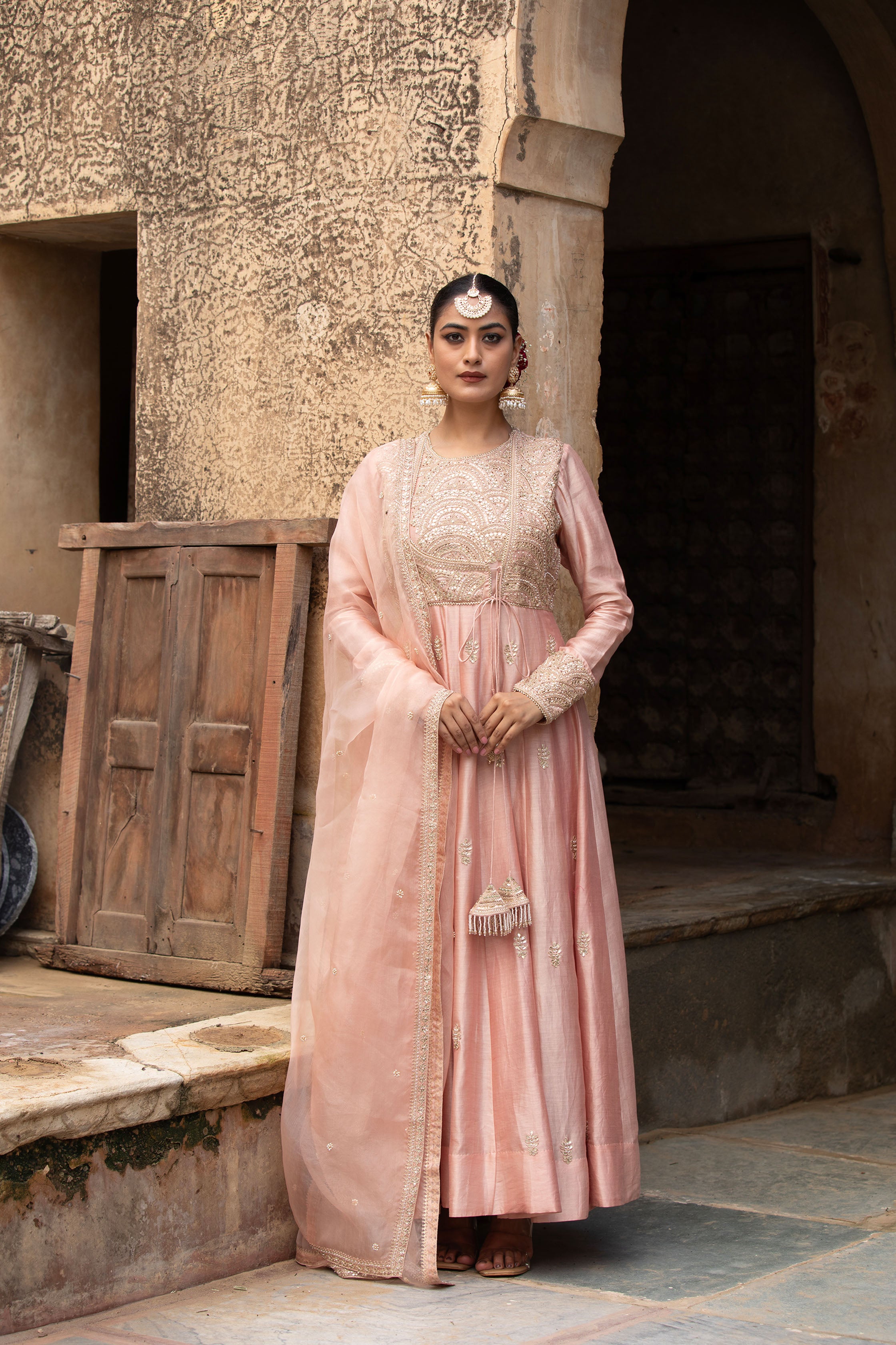 CHANDERI ANARKALI SET