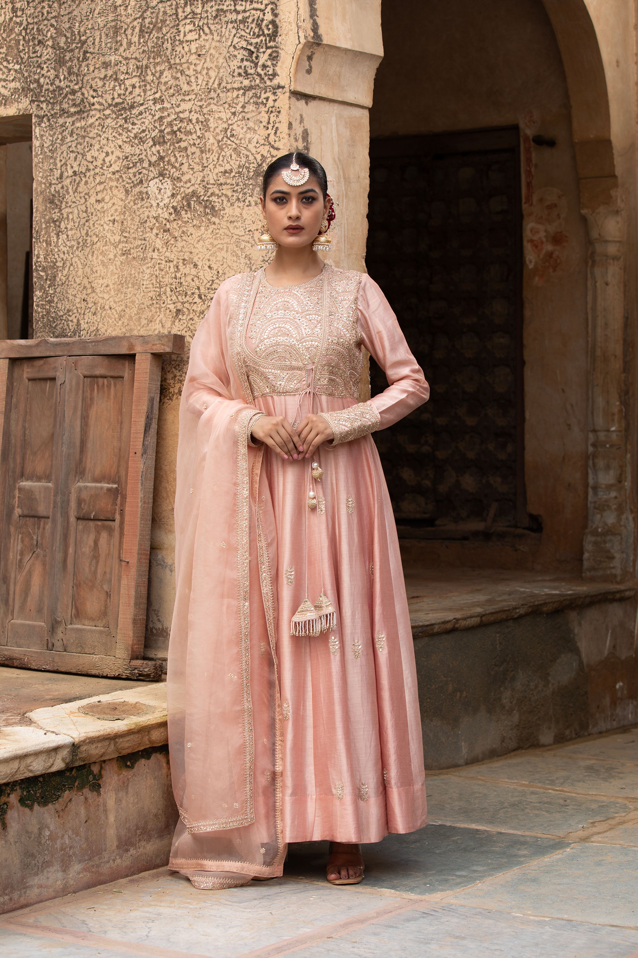 CHANDERI ANARKALI SET