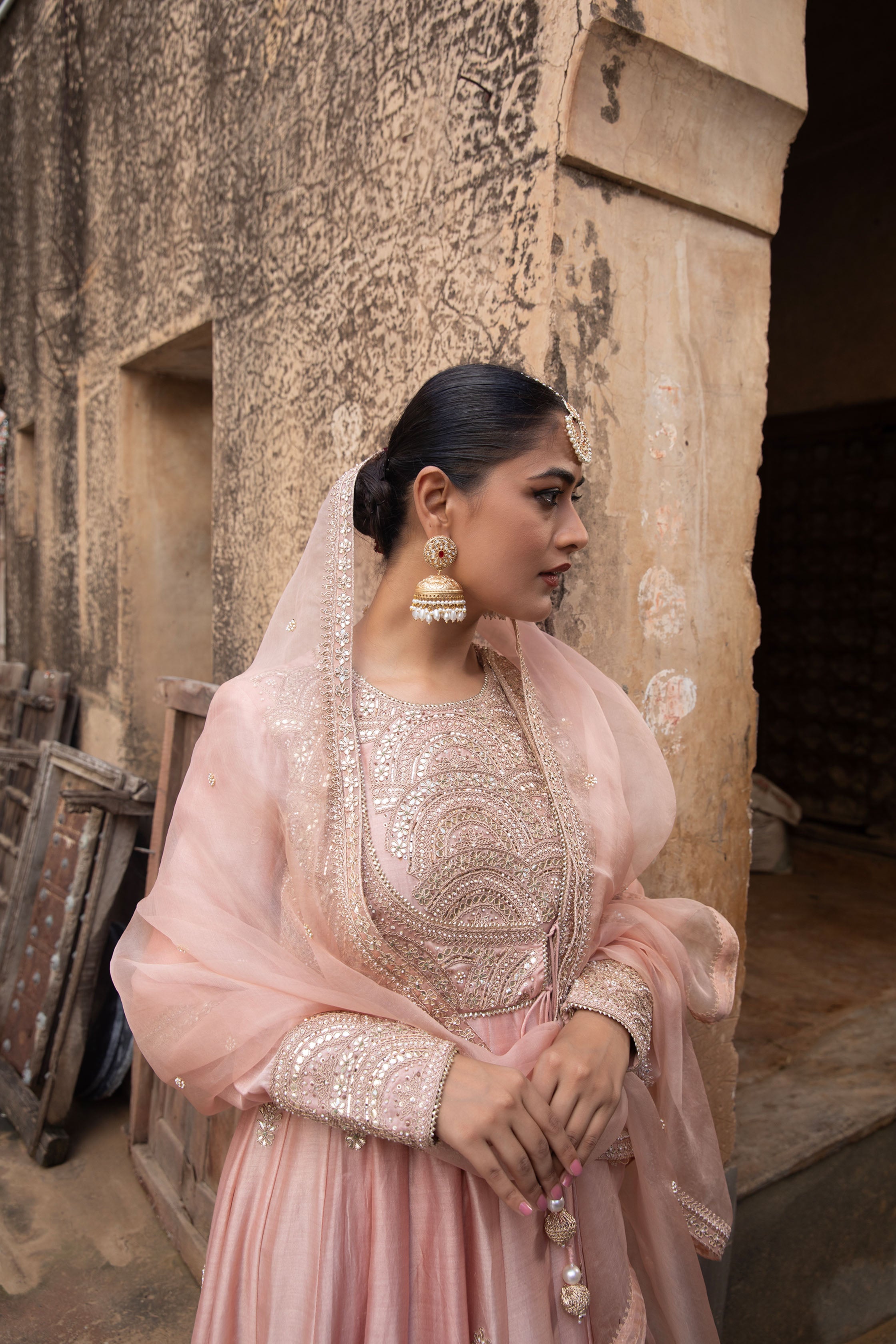 CHANDERI ANARKALI SET
