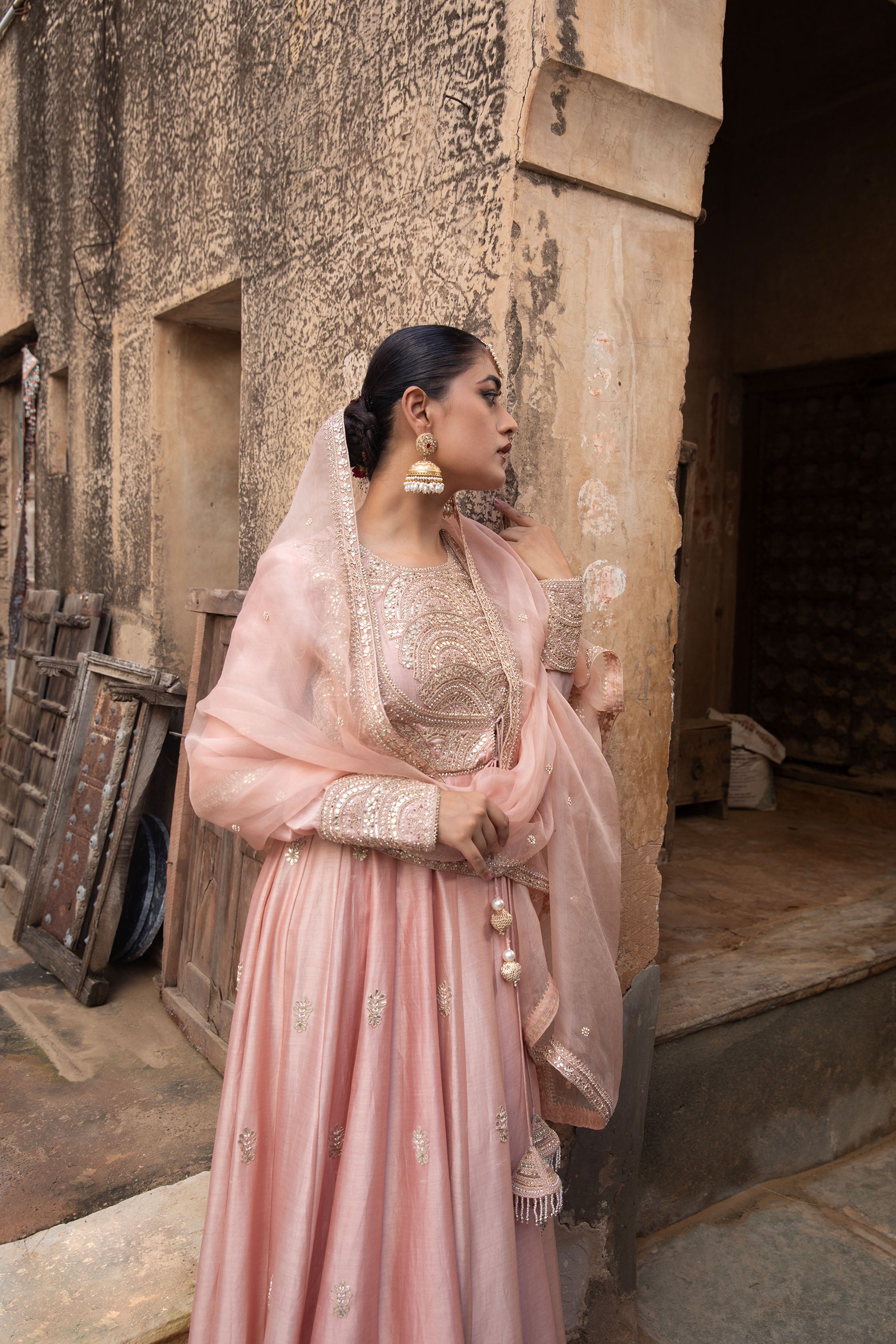 CHANDERI ANARKALI SET