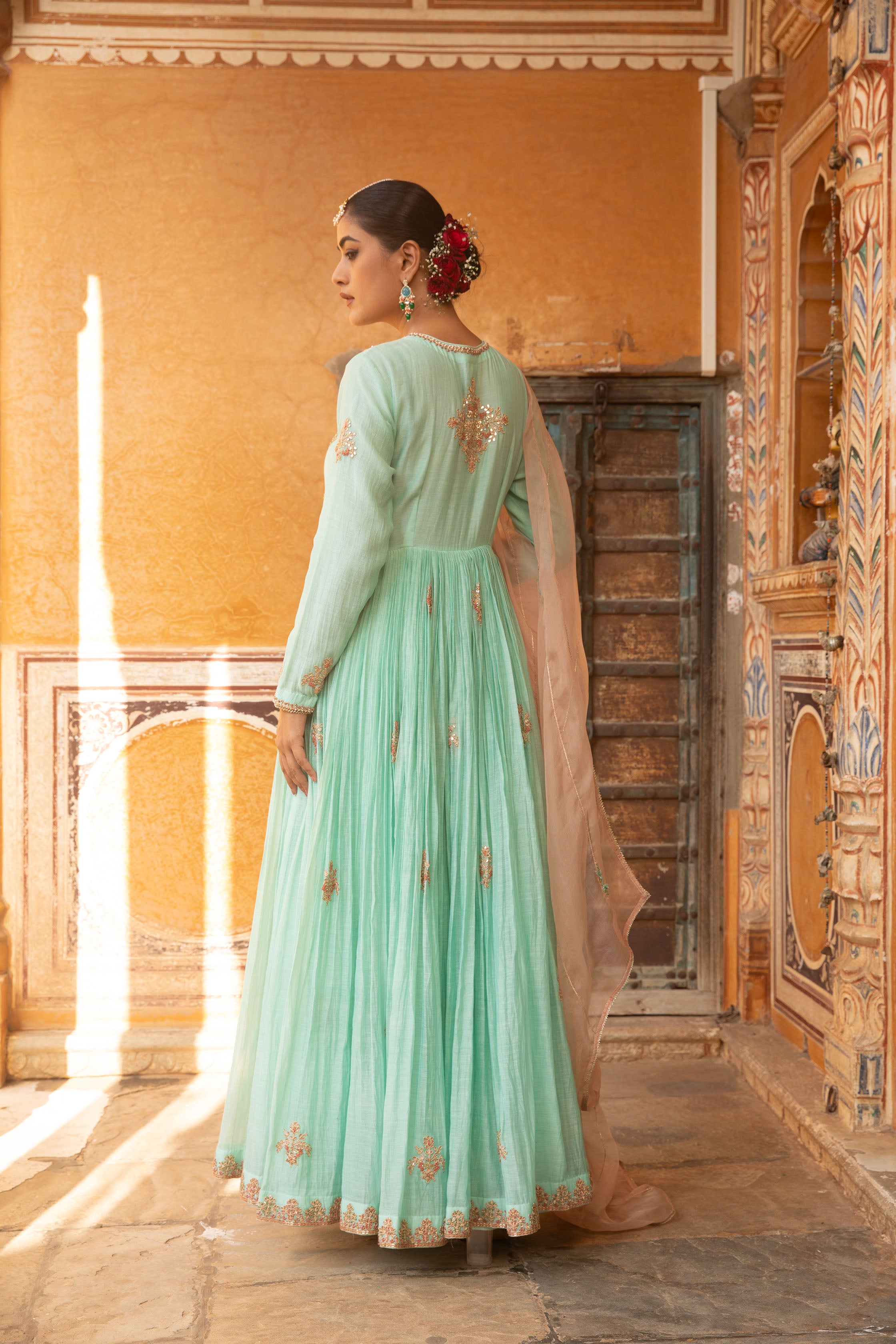 A LINE SUIT WITH FRONT SLIT