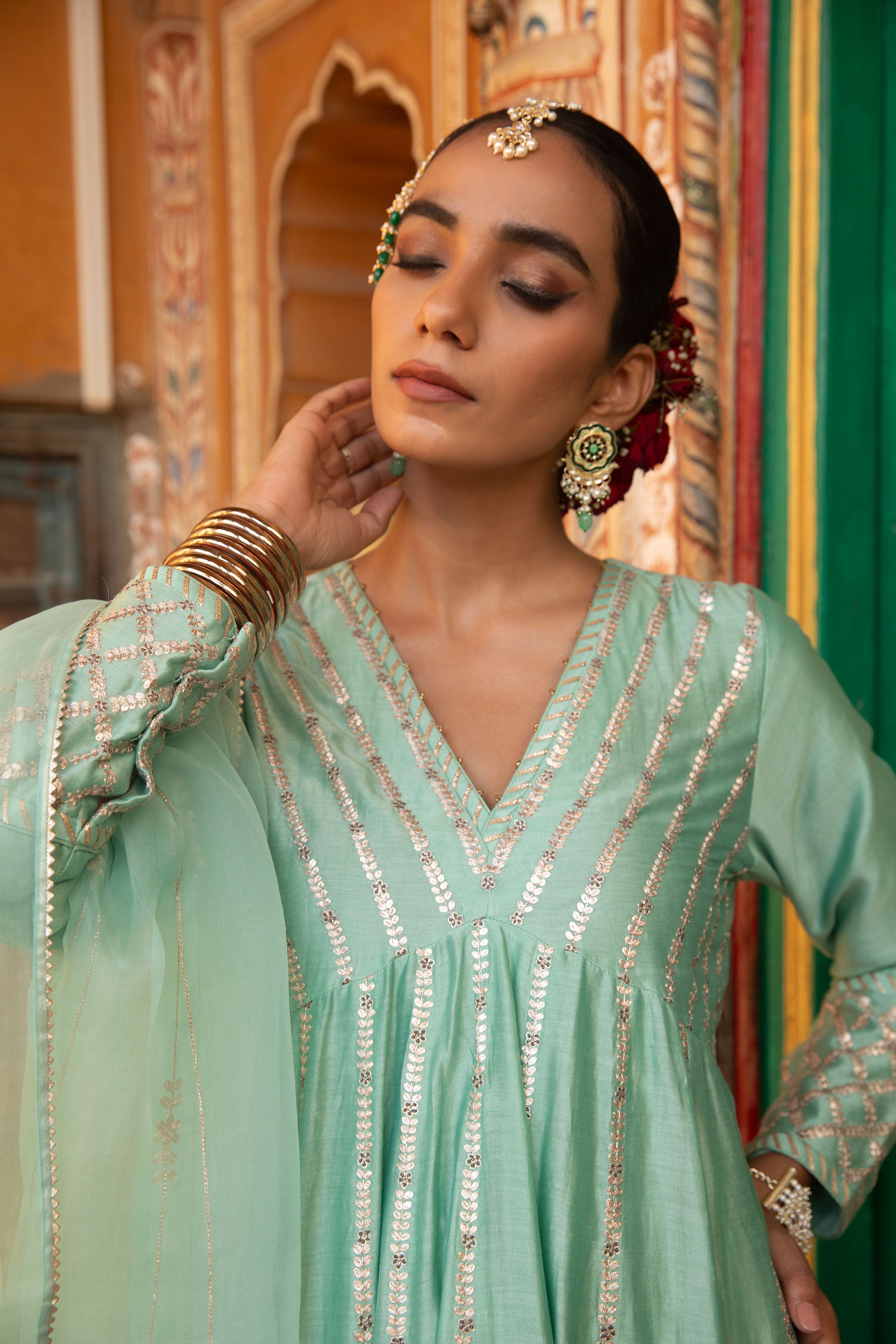 TURQUOISE ANARKALI