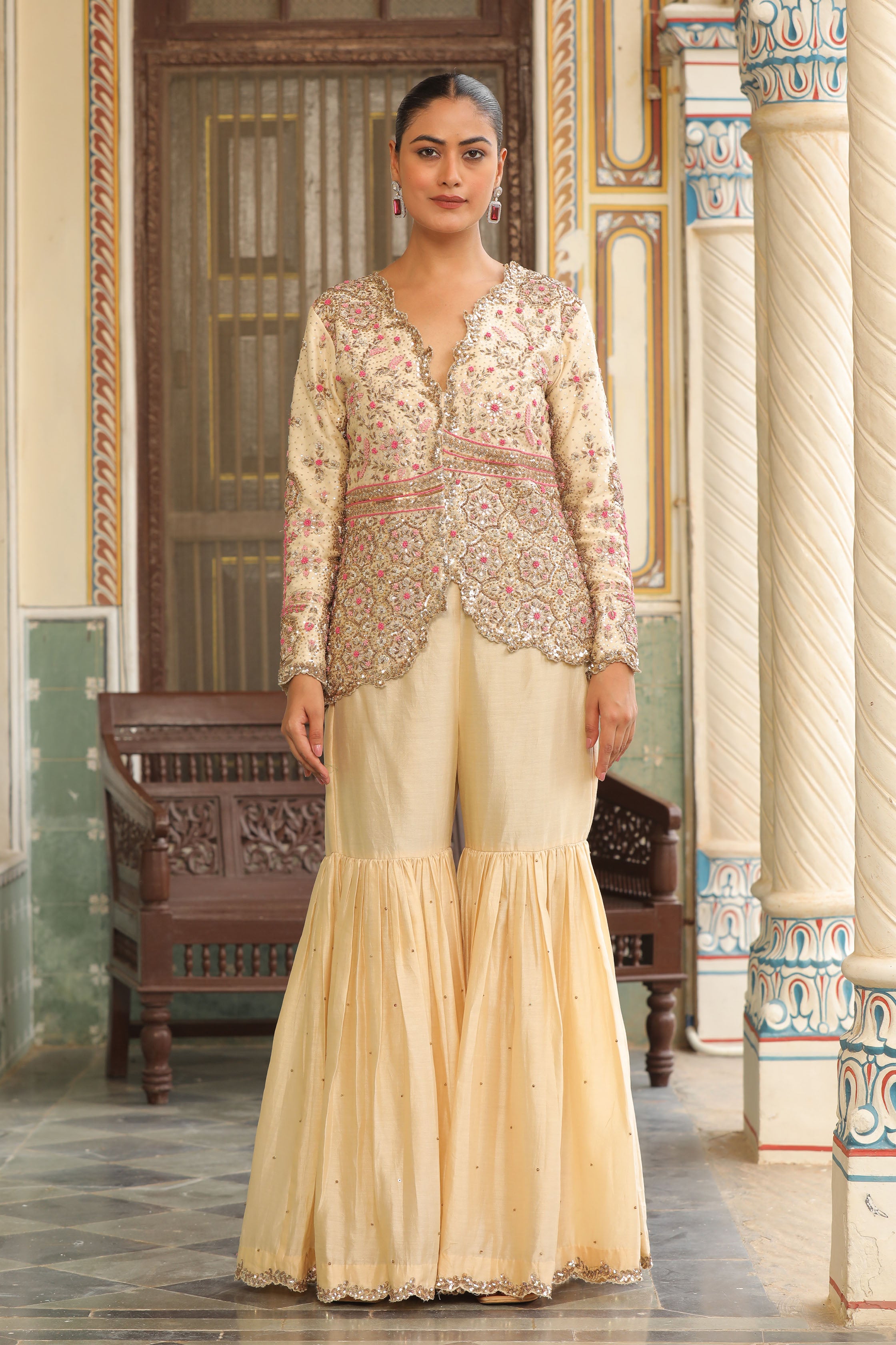NOOR-E-ZARDOSI JACKET WITH SHARARA