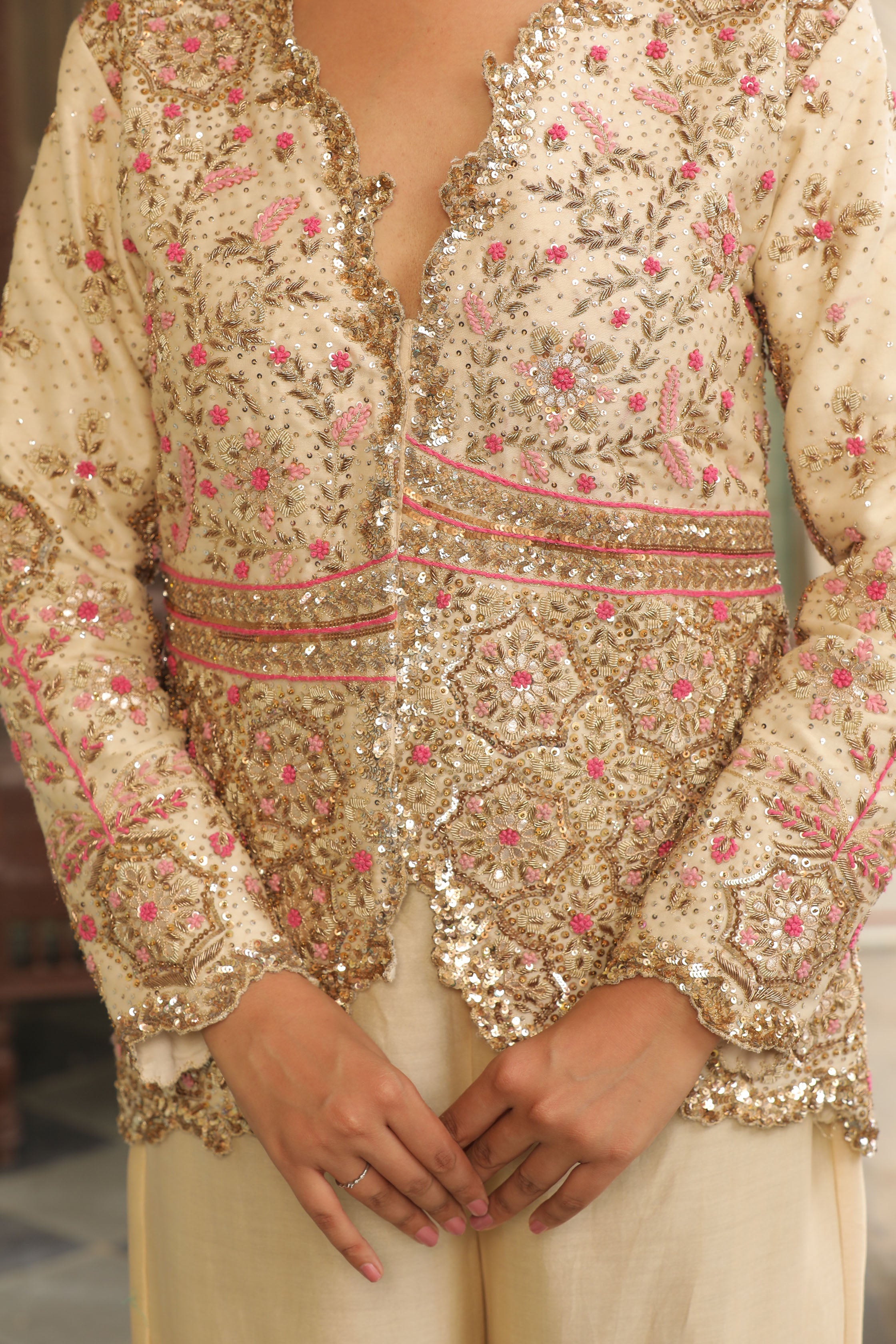 NOOR-E-ZARDOSI JACKET WITH SHARARA