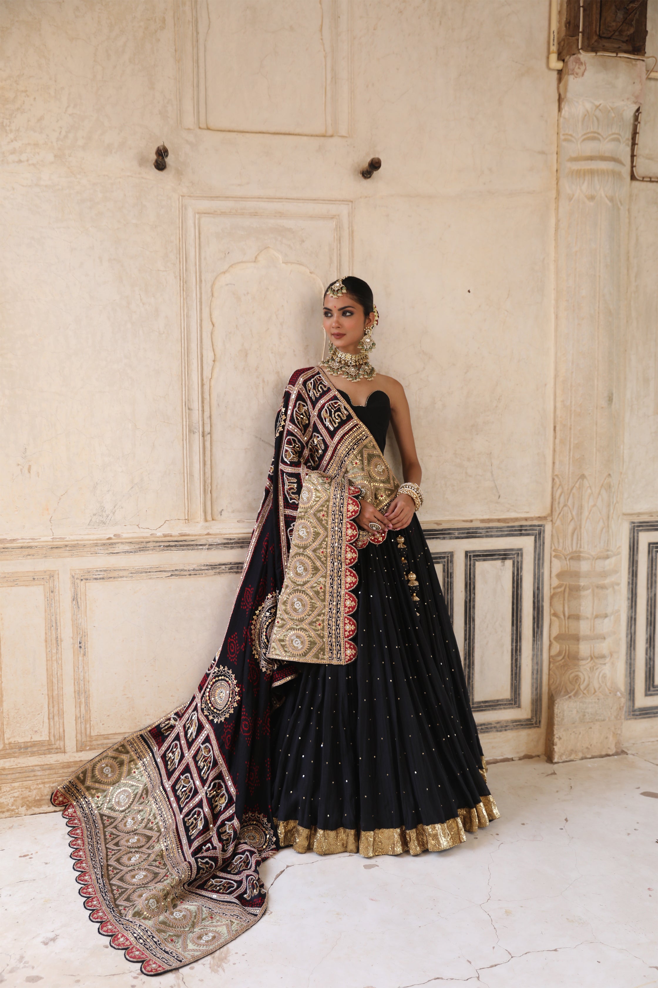 Masha Lehenga Set in Black with Zardosi Handwork