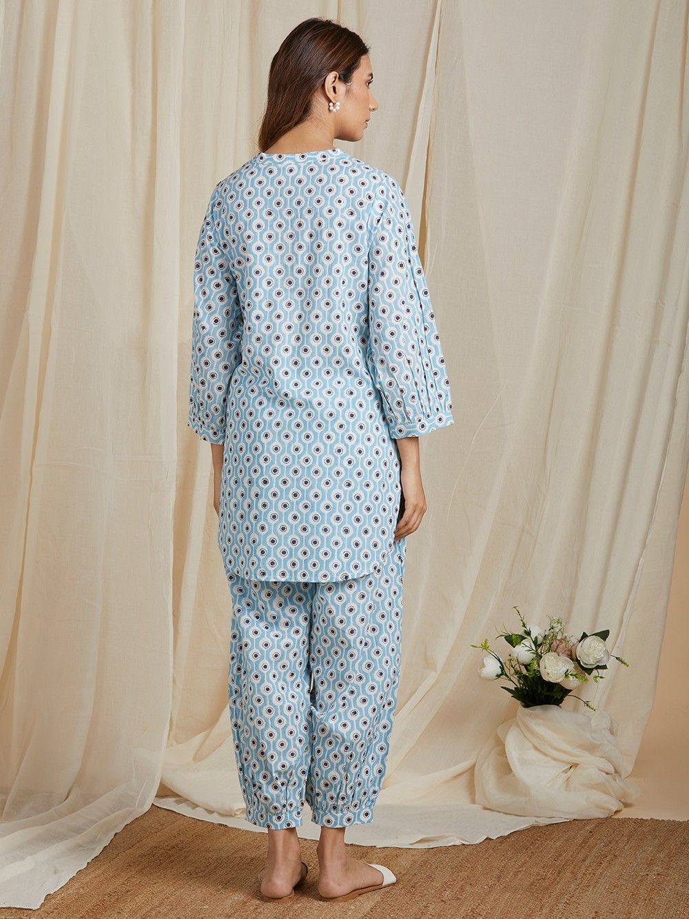 Alure Blue Hand-Block Co-ord Set