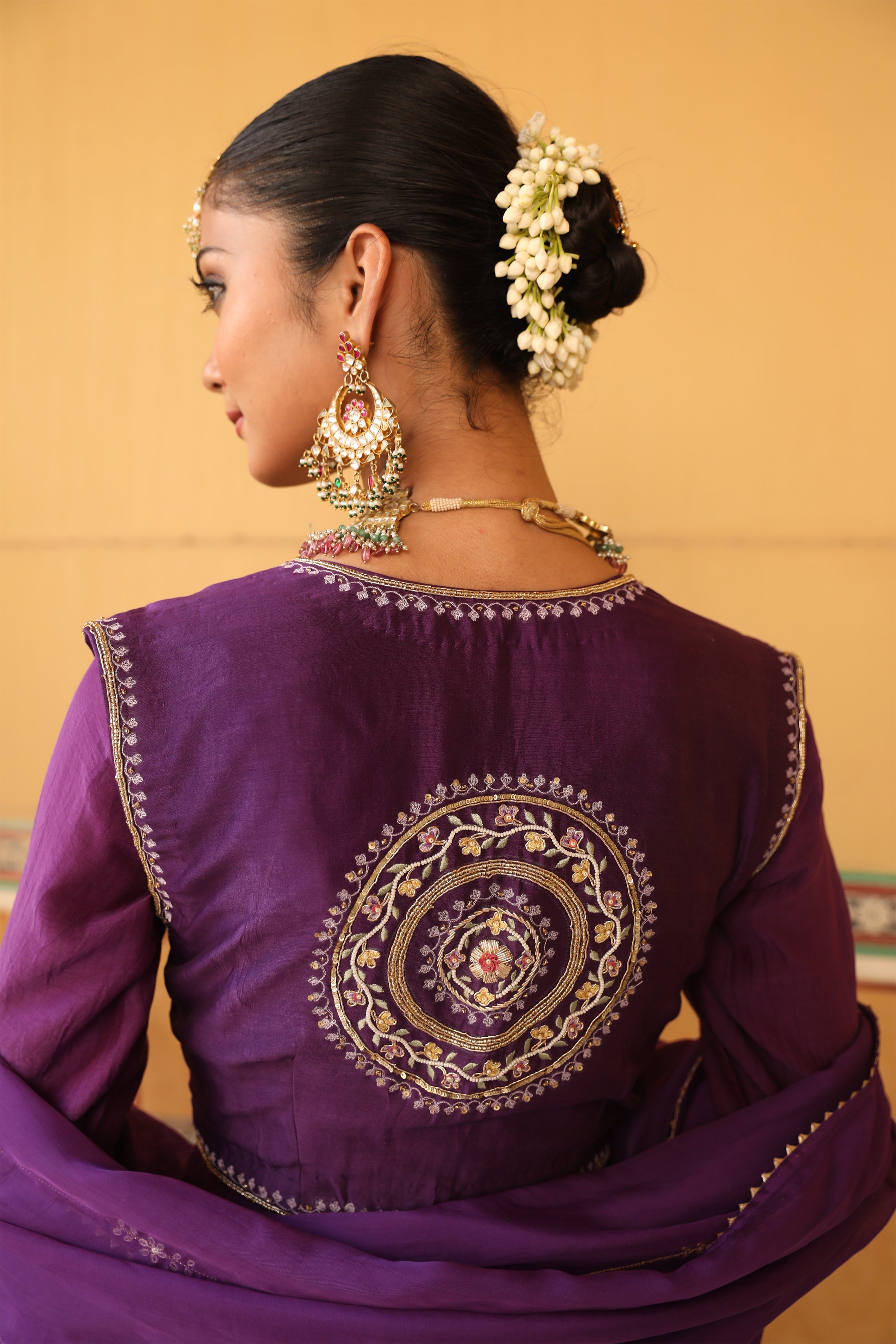 Kashni Anarkali Set in Purple with Thread Aari and Zardosi Handwork