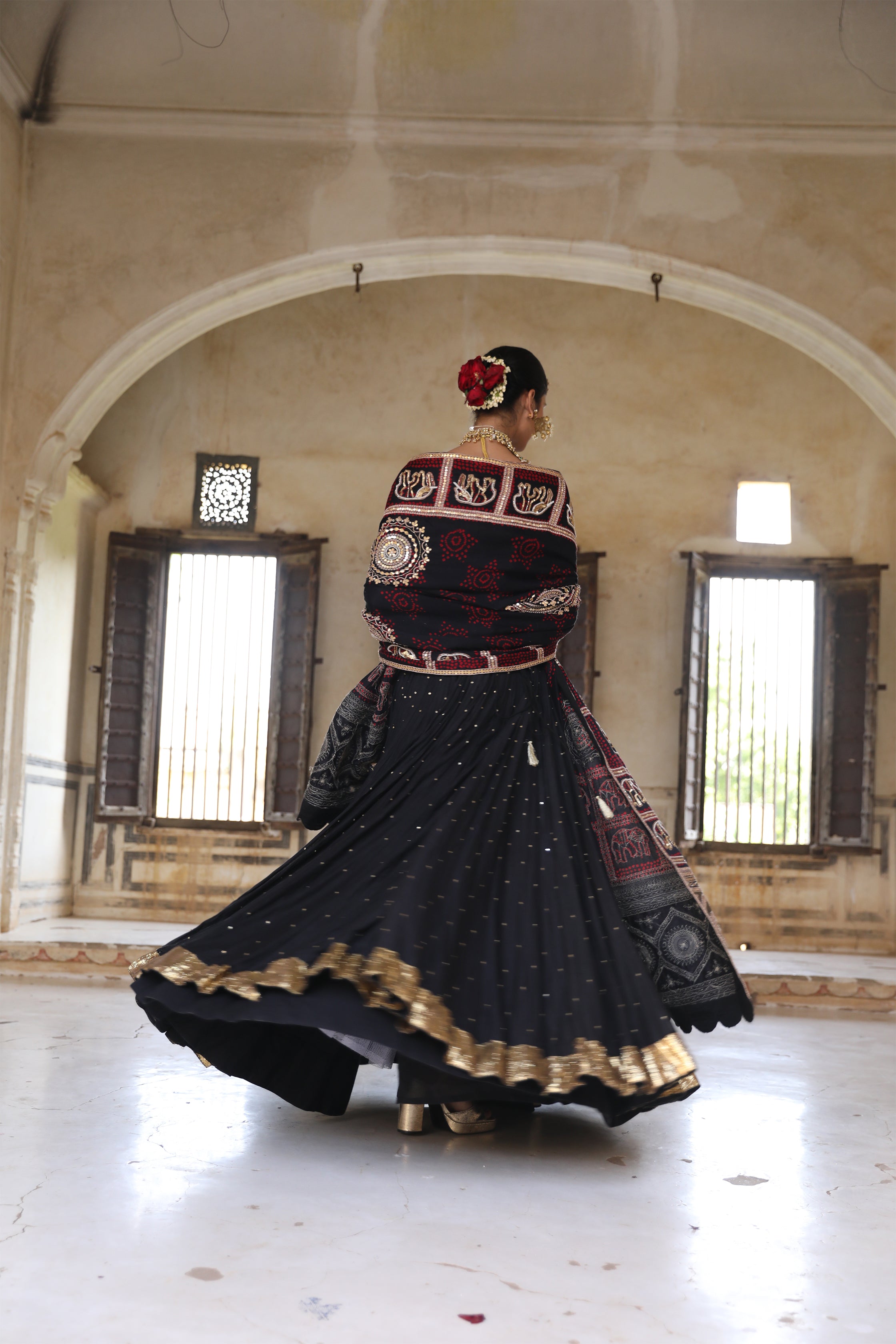 Masha Lehenga Set in Black with Zardosi Handwork