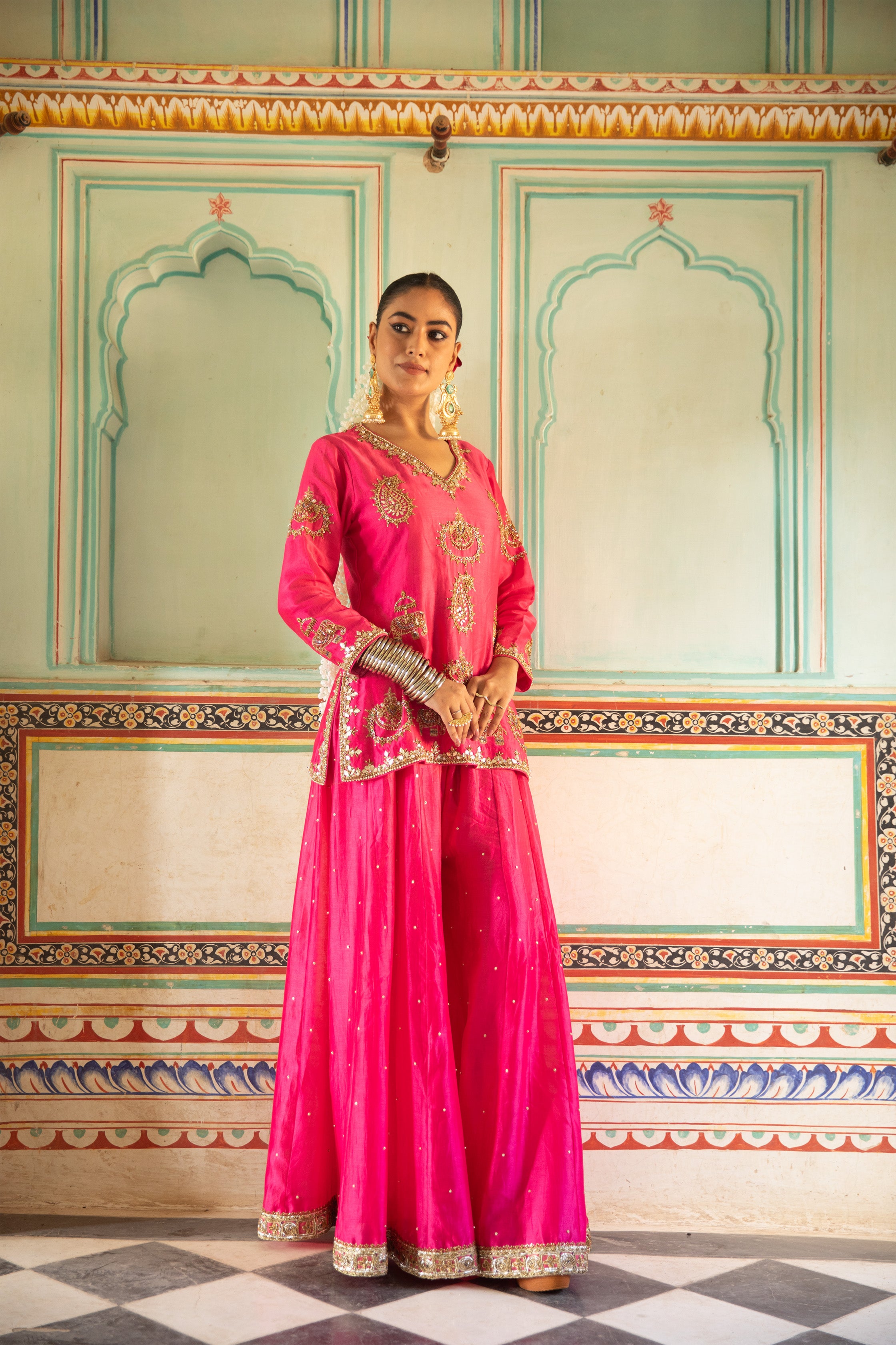 HOT PINK SHARARA SET
