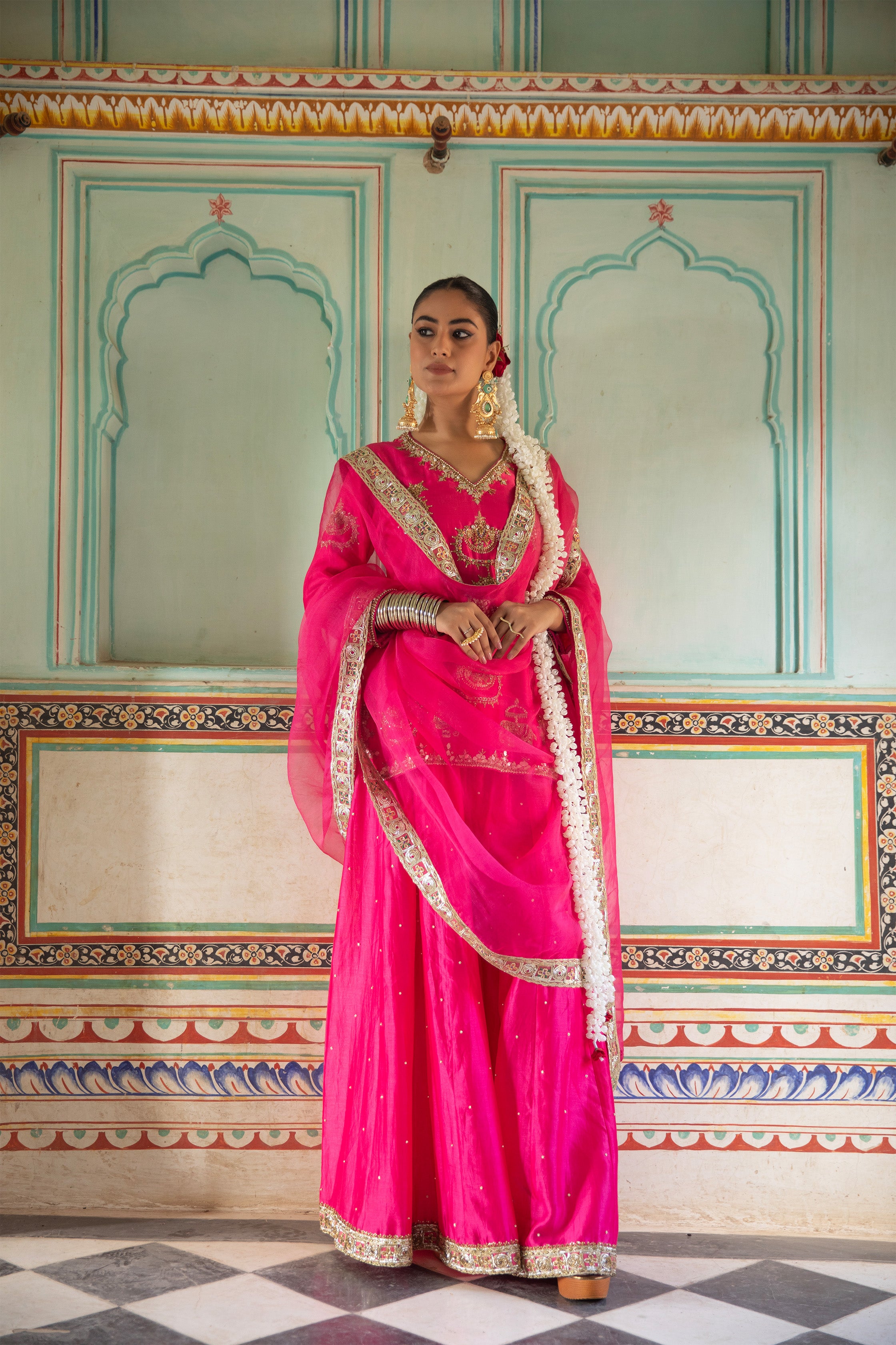 HOT PINK SHARARA SET
