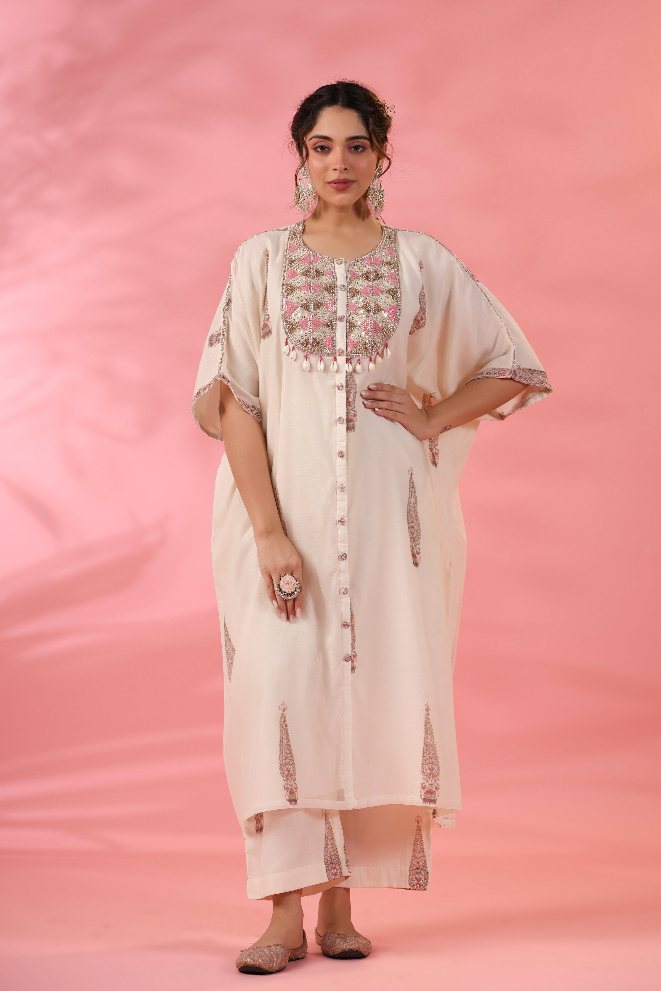 Noor Shirt Co-ord Set with Marodi and Bead Detailing