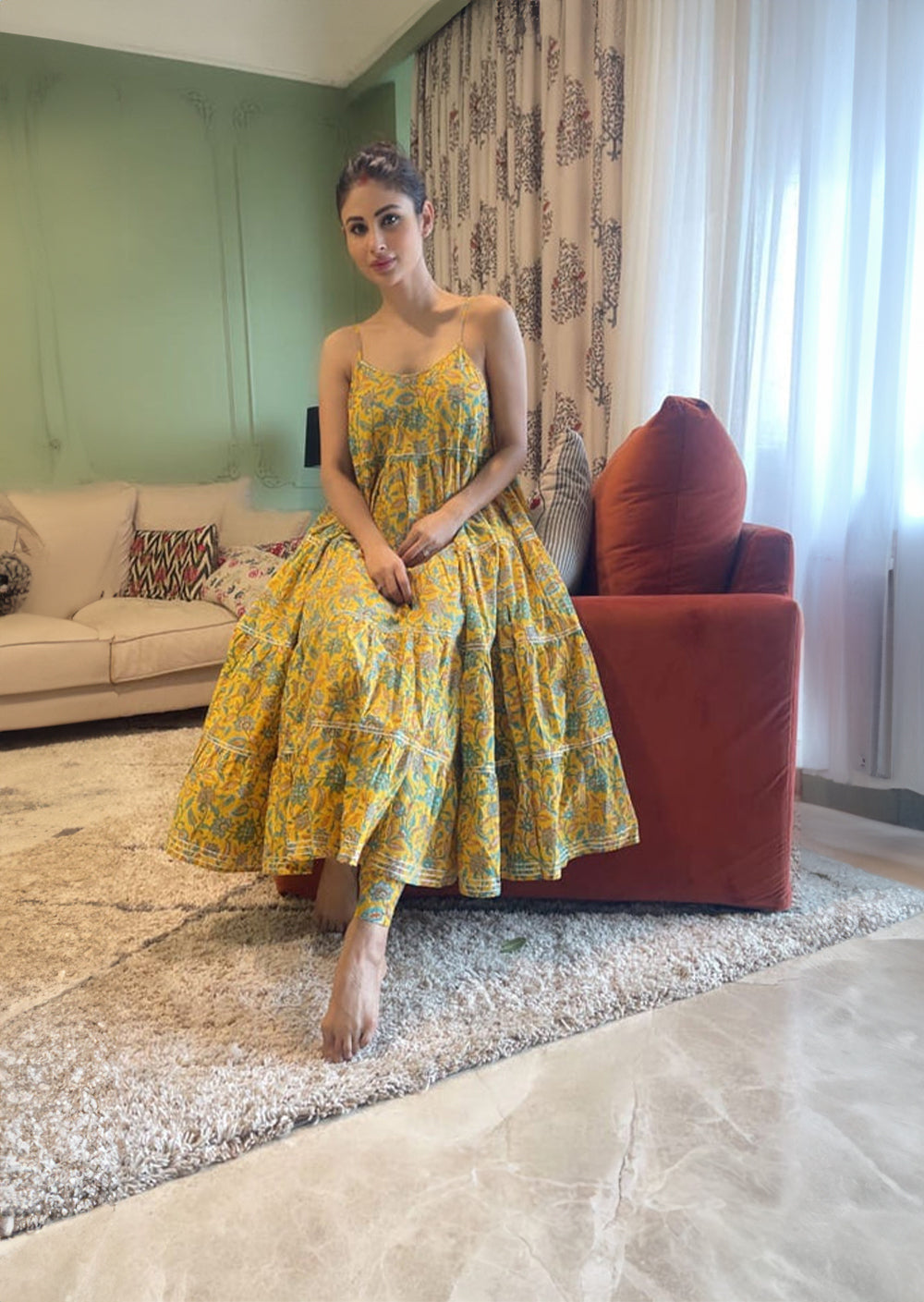 Sunshine Yellow Long Tier Dress