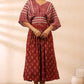 Bandhani Maroon Kaftan dress