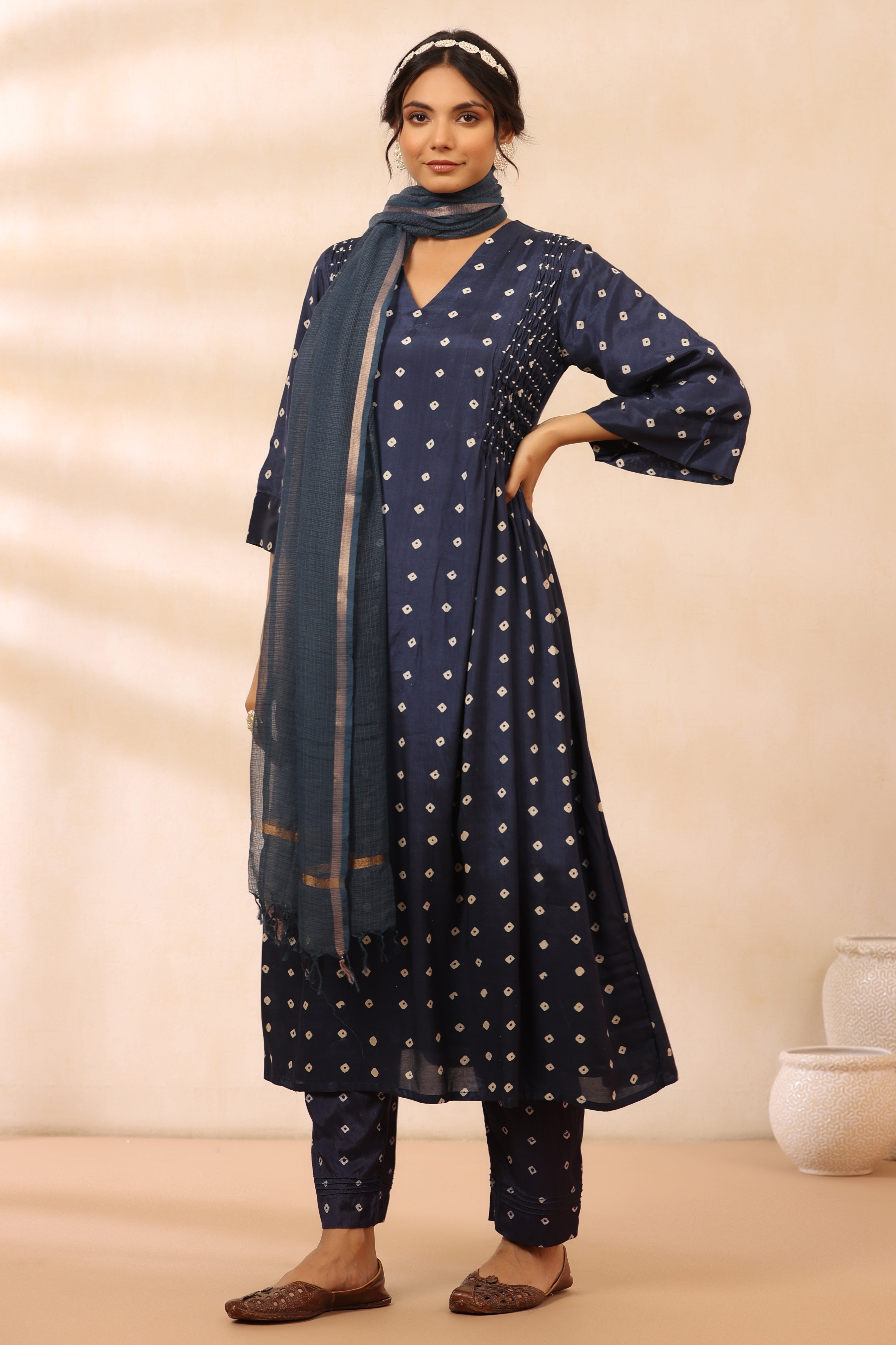 Bandhani Blue Suit set