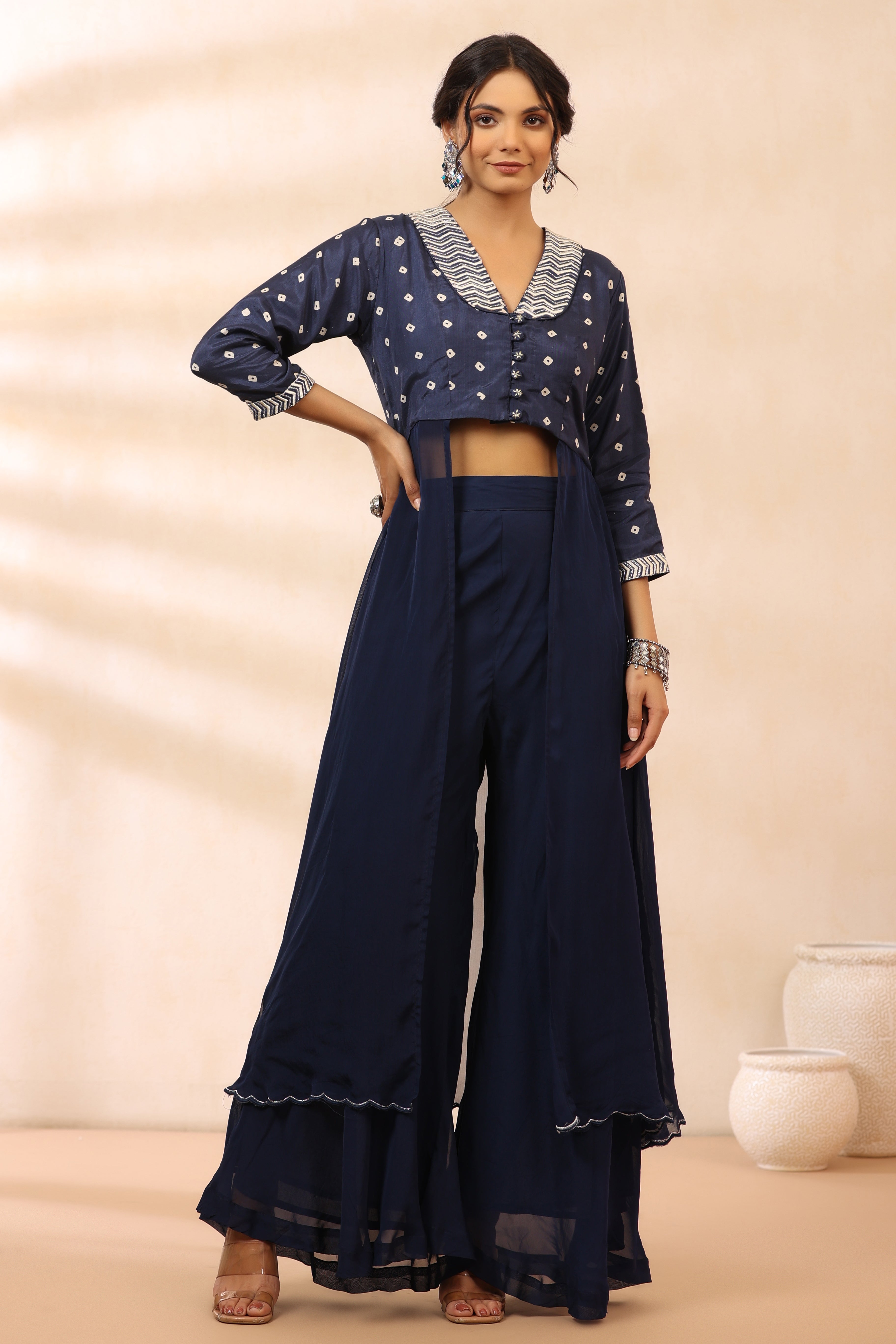 Bandhani Blue Fly Suit Set