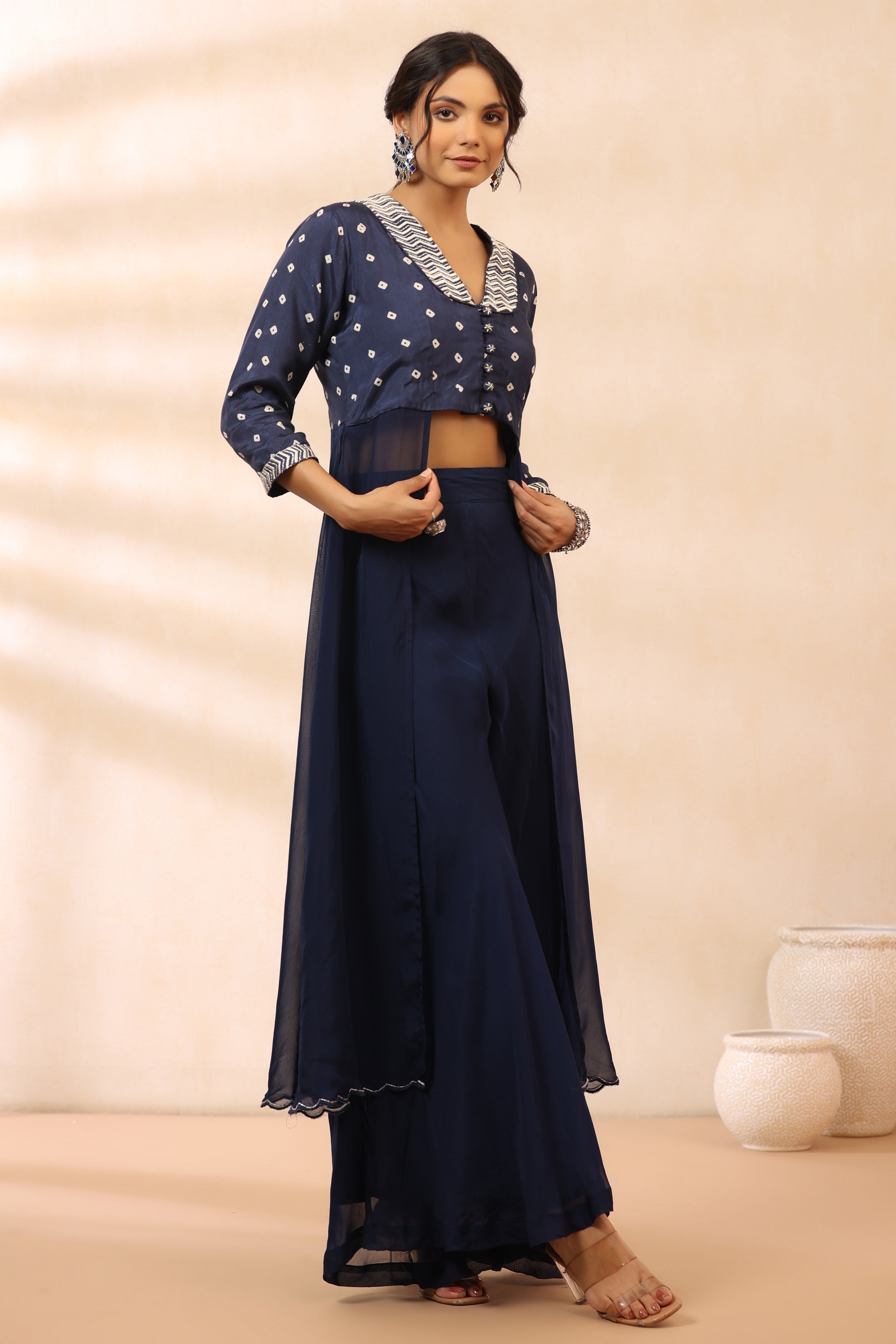 Bandhani Blue Fly Suit Set