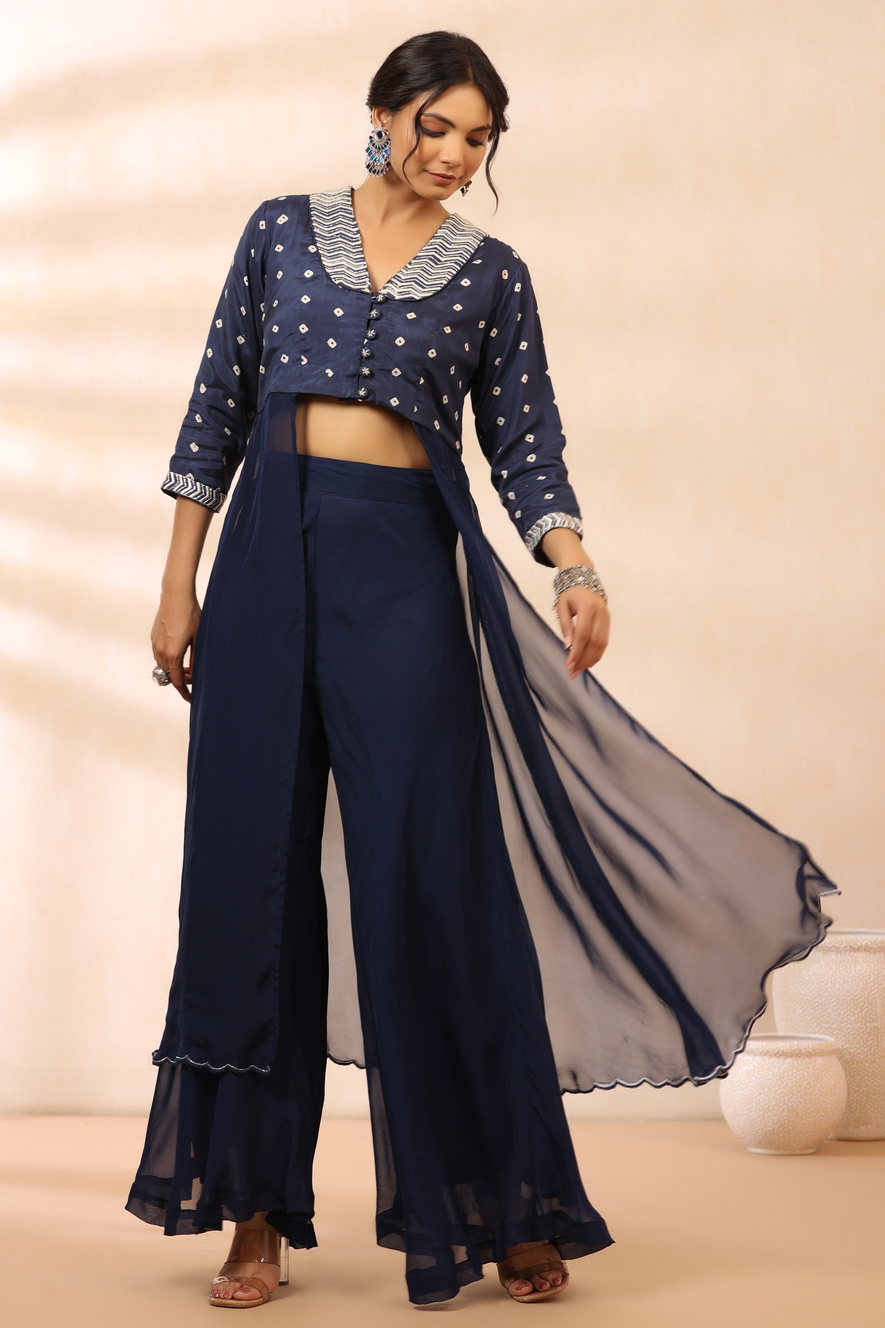 Bandhani Blue Fly Suit Set