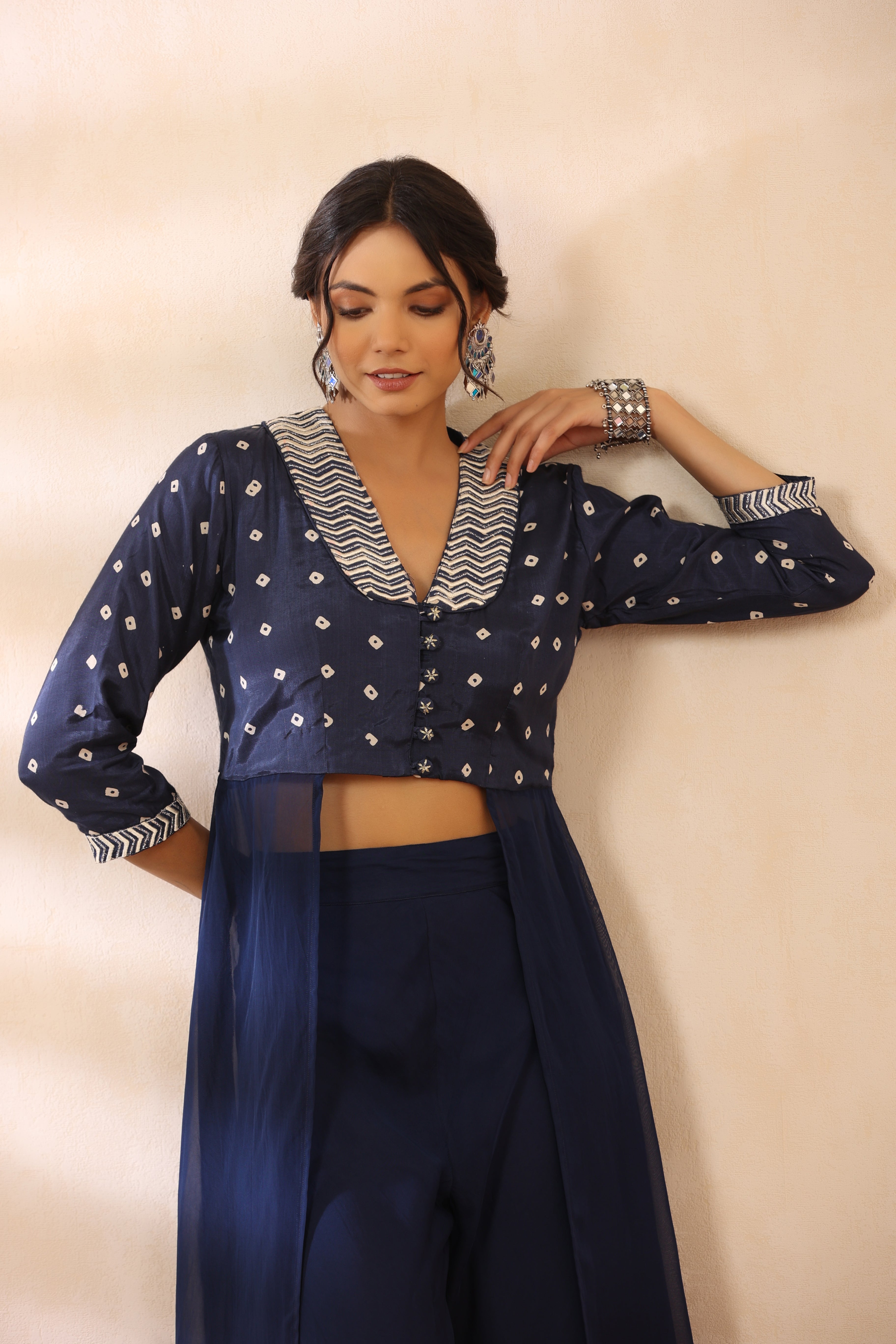 Bandhani Blue Fly Suit Set