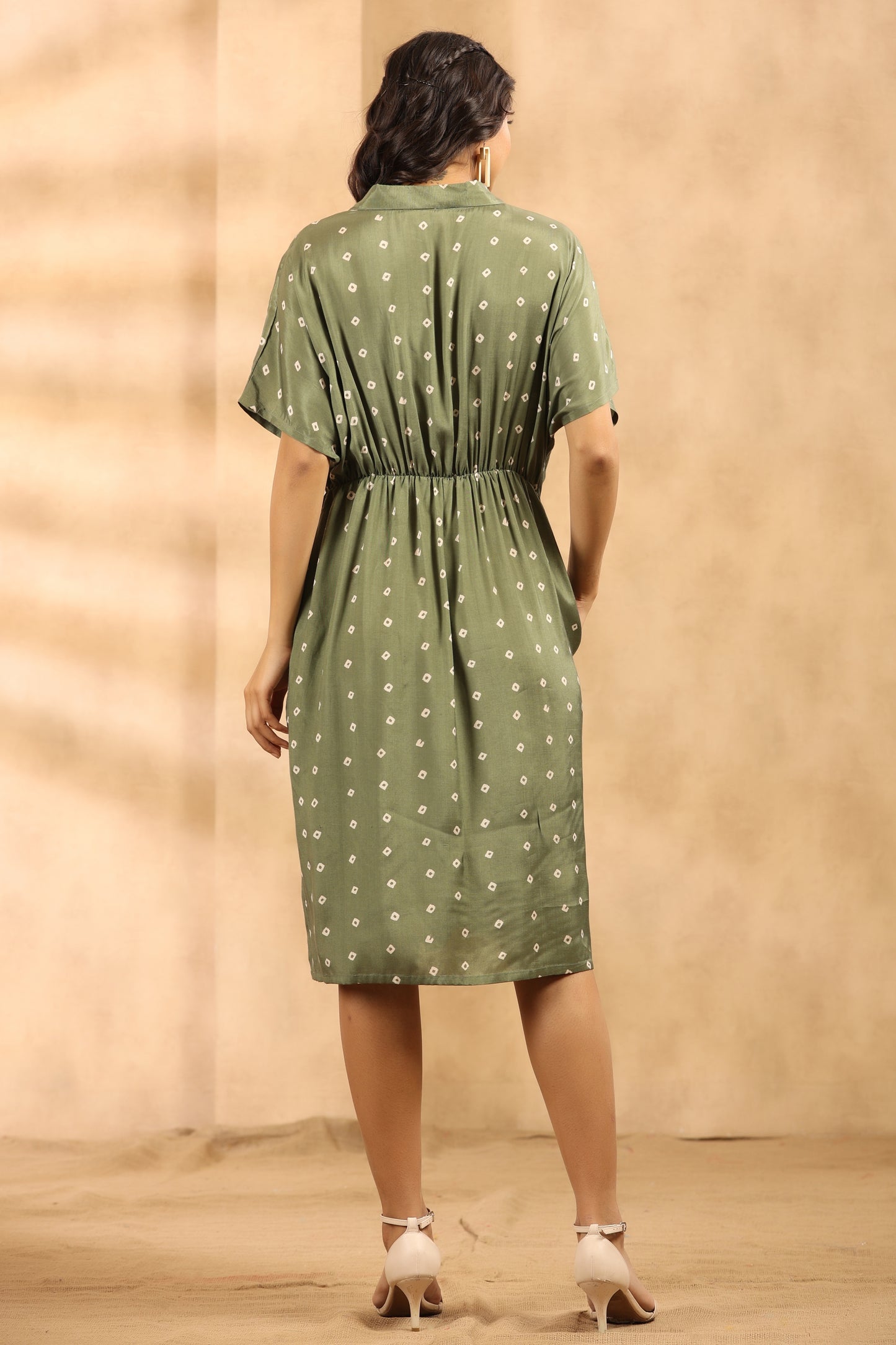 Bandhani Sage Green Twisted Dress