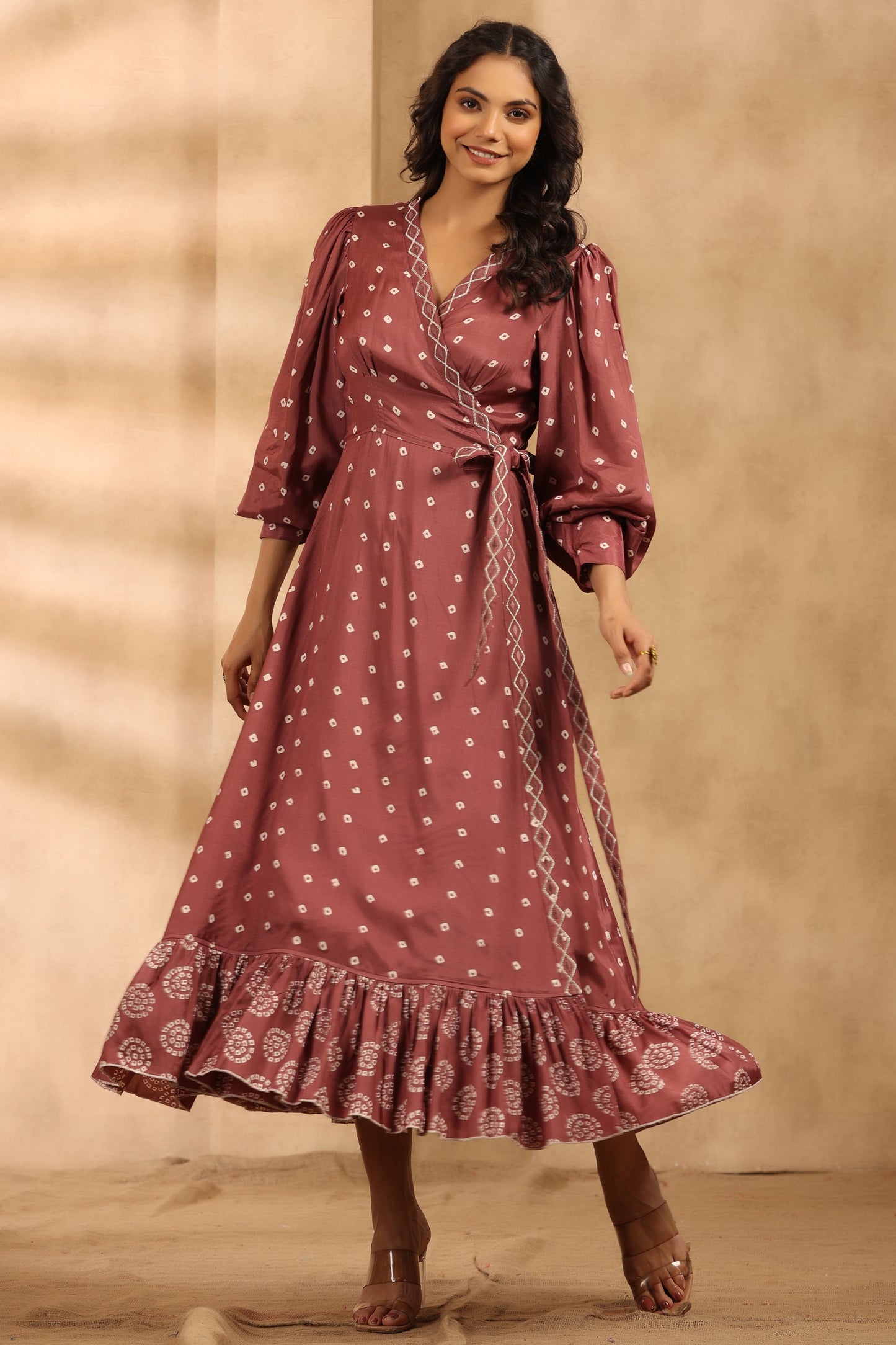 Bandhani Angrakha Drape dress
