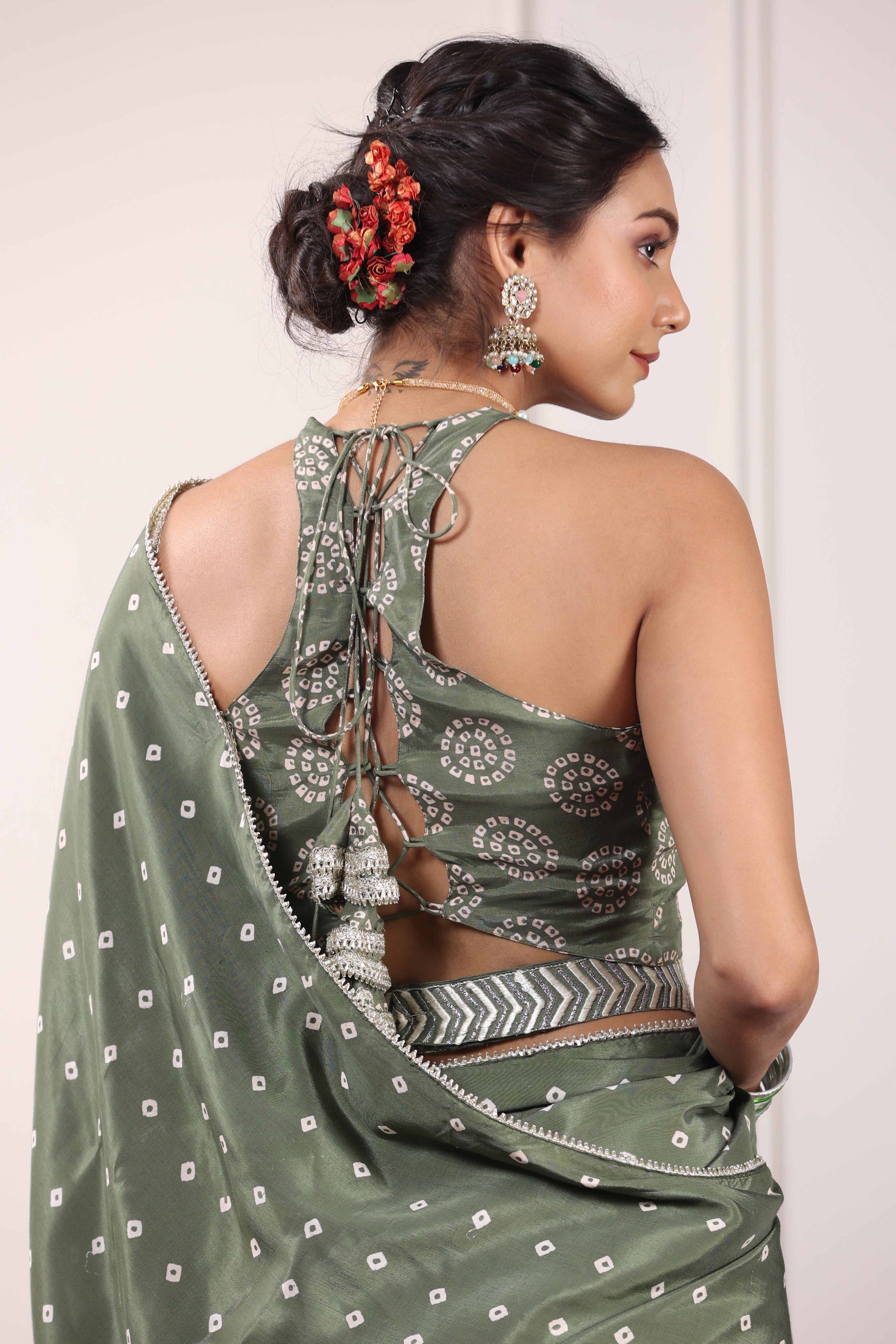 Green Retro Feels Saree Set