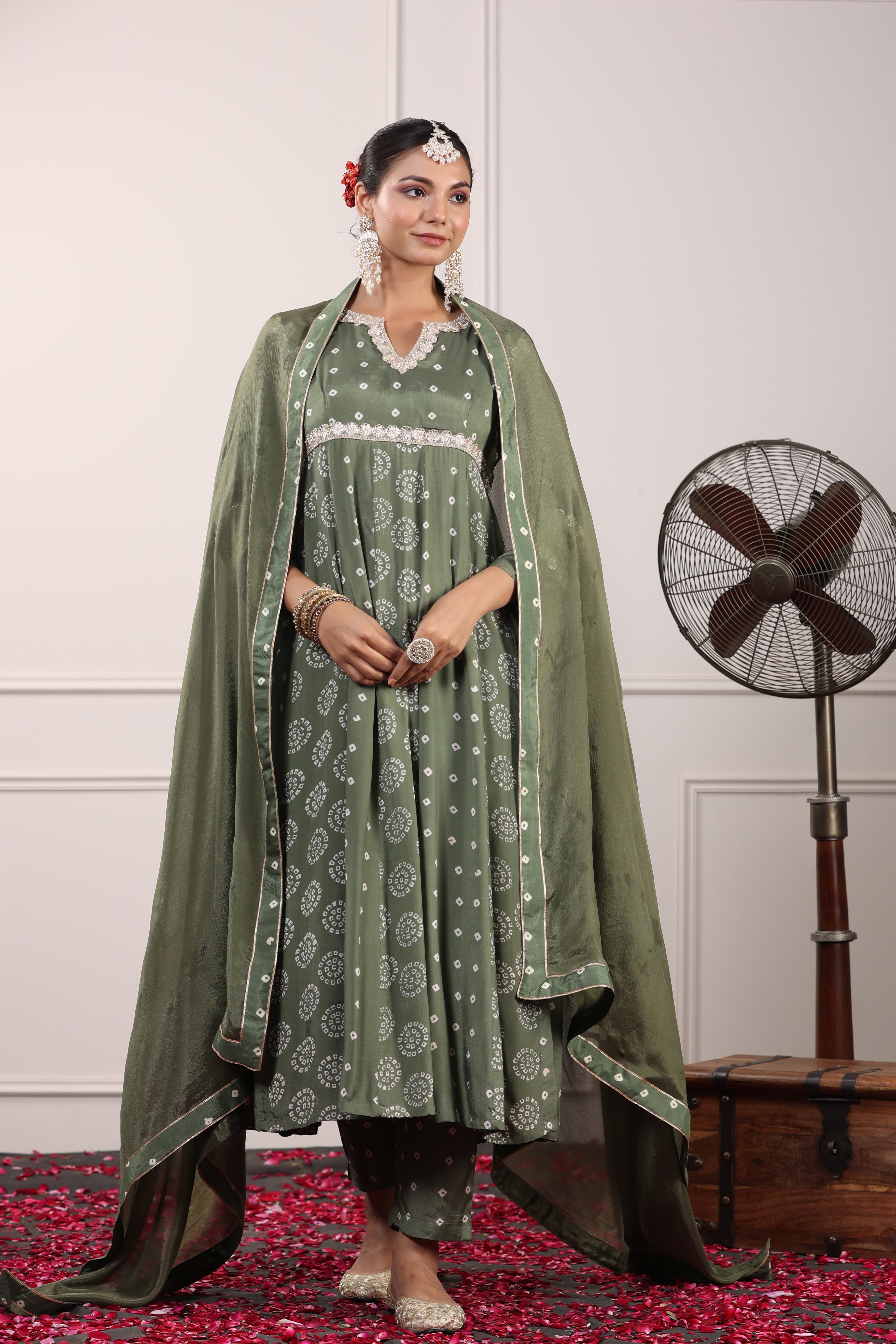 Sage Green Threadwork Suit Set