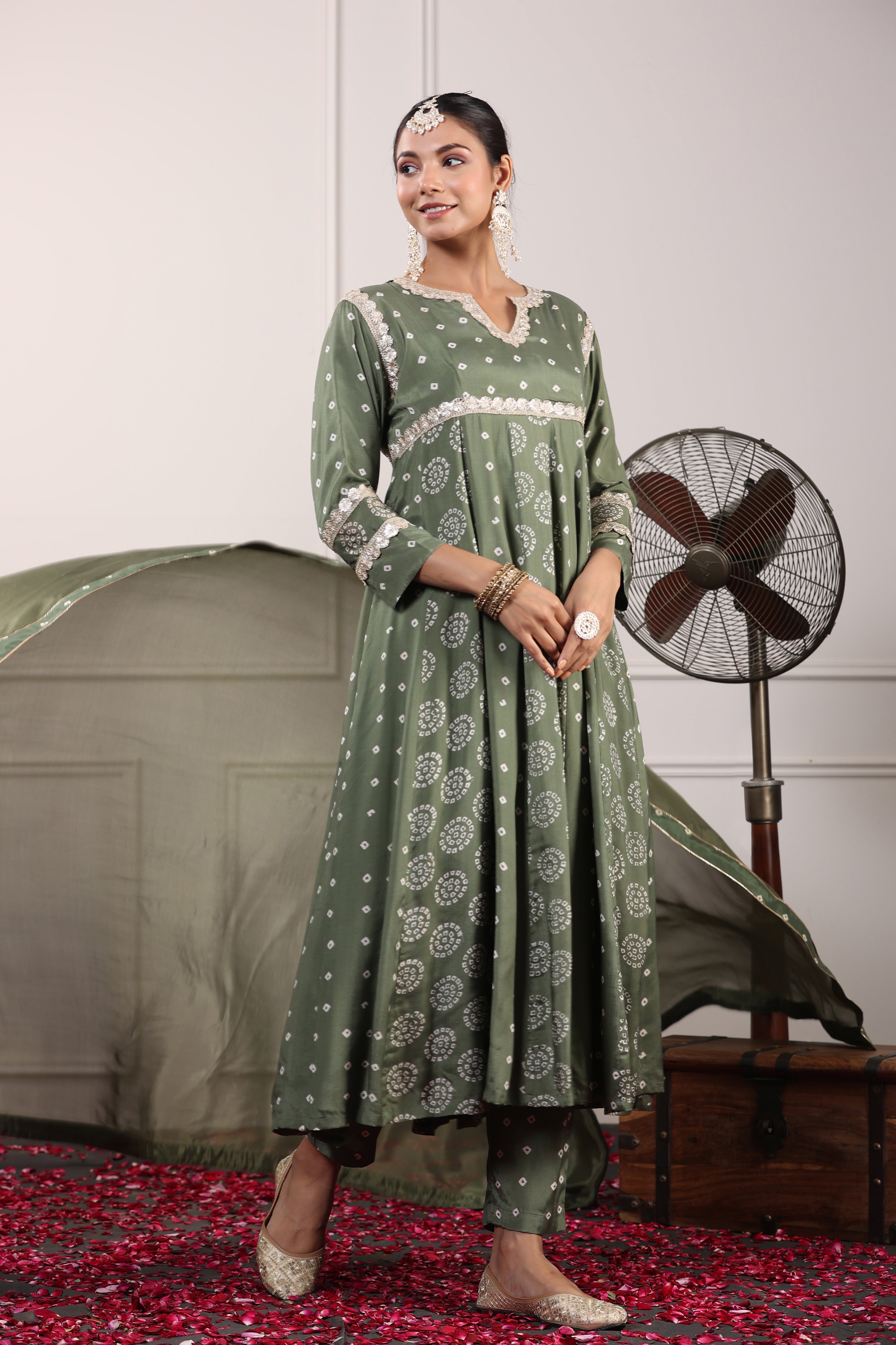 Sage Green Threadwork Suit Set