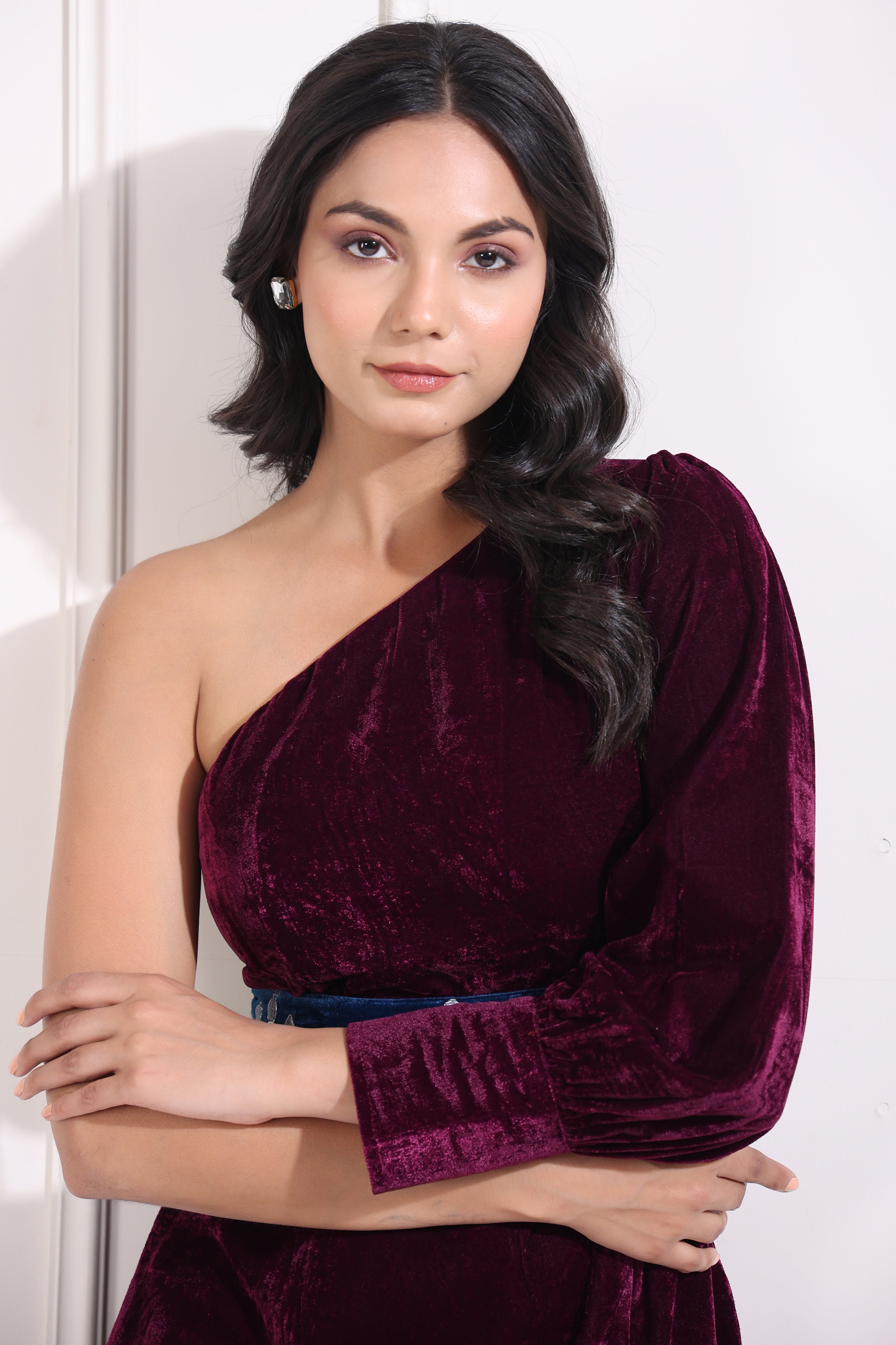 Party Wear Motiwork One Shoulder Cape Gown, Packaging Type: Box at Rs  12202.34 in New Delhi