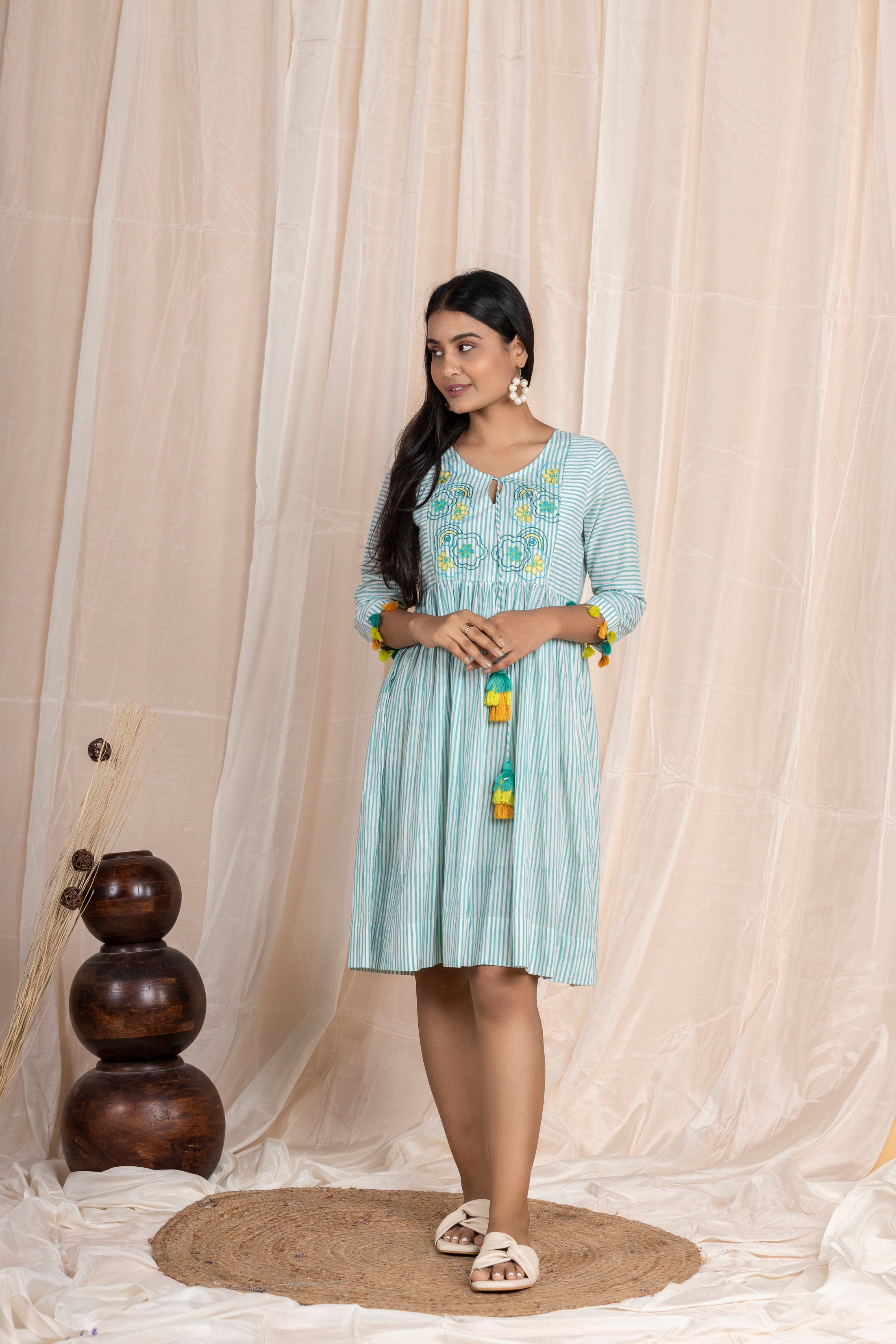 Aqua Dhari Embroidery Dress