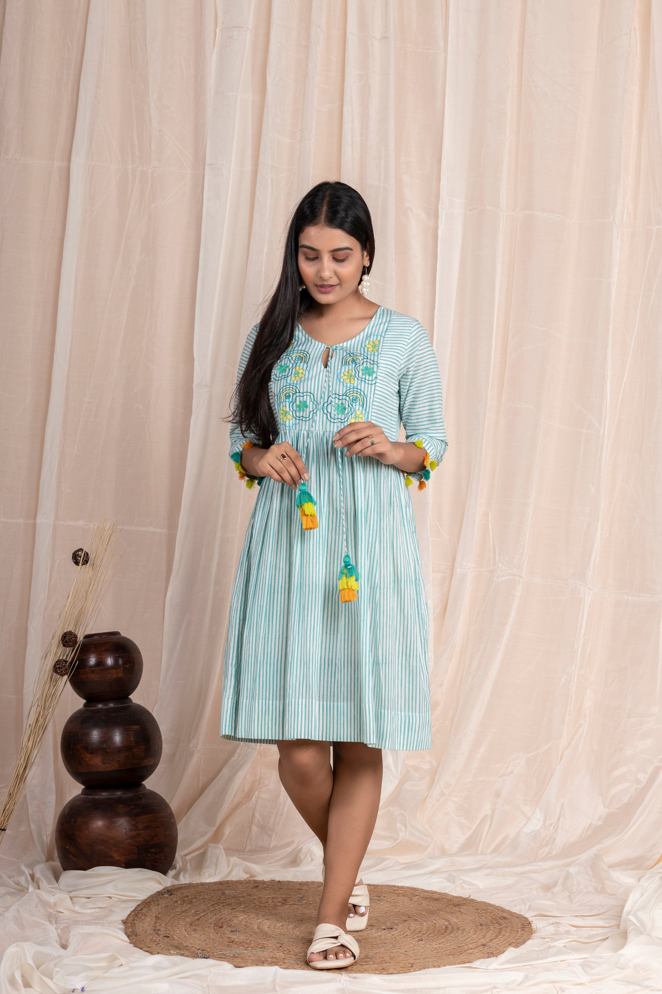 Aqua Dhari Embroidery Dress