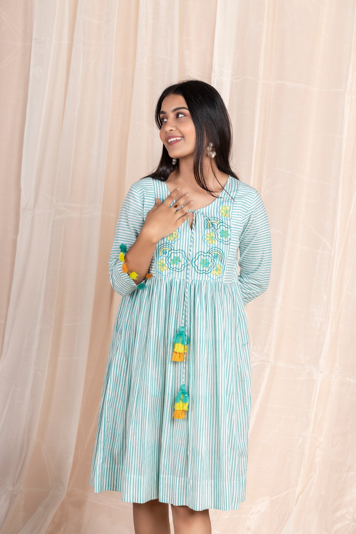 Aqua Dhari Embroidery Dress
