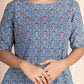 Boat Neck Embroidered Co-ord Busy Blue