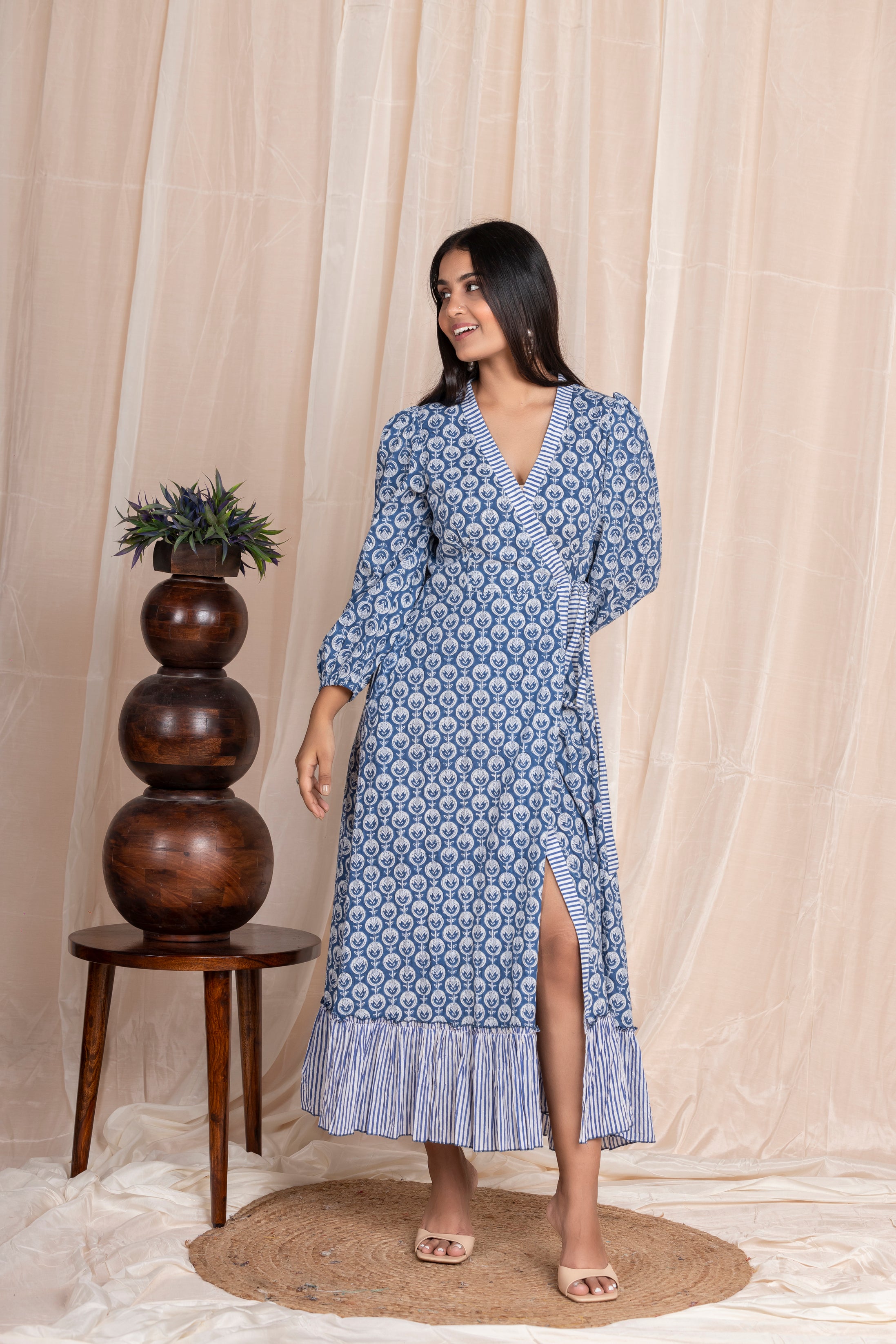 Bloom Indigo Flirty Wrap Dress