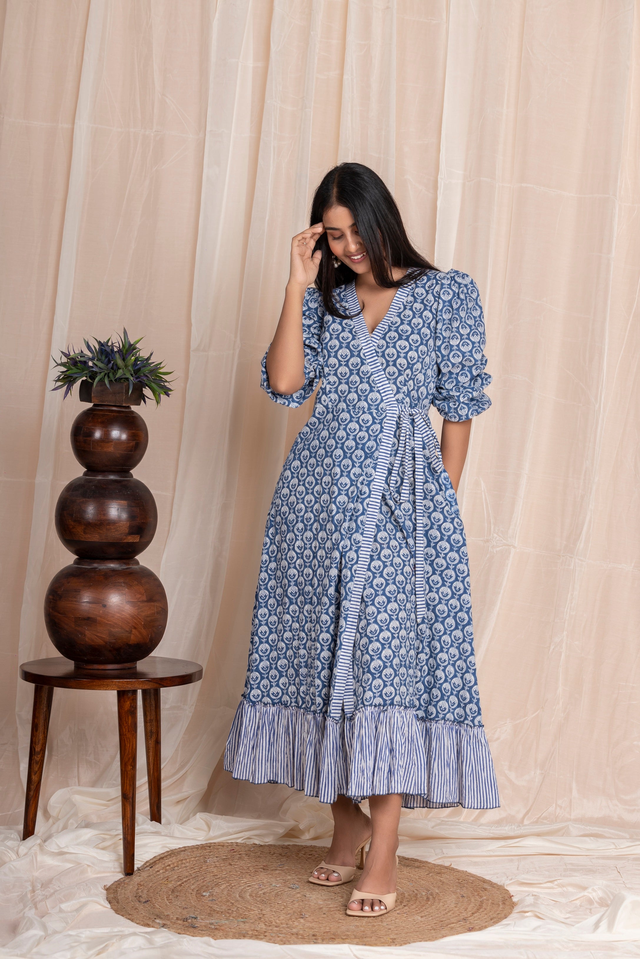 Bloom Indigo Flirty Wrap Dress