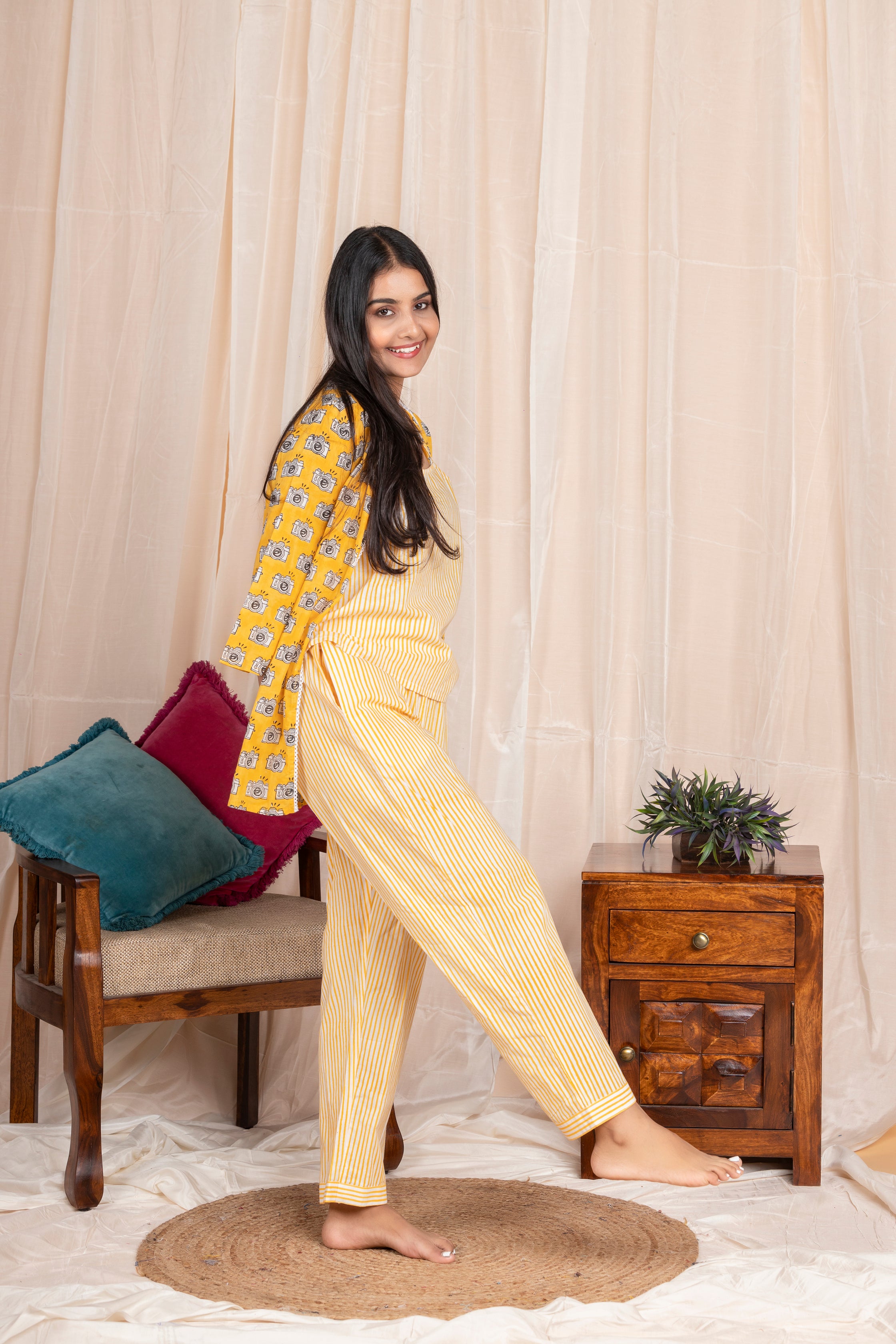 Say Cheese' Yellow Night Suit (3 pcs)