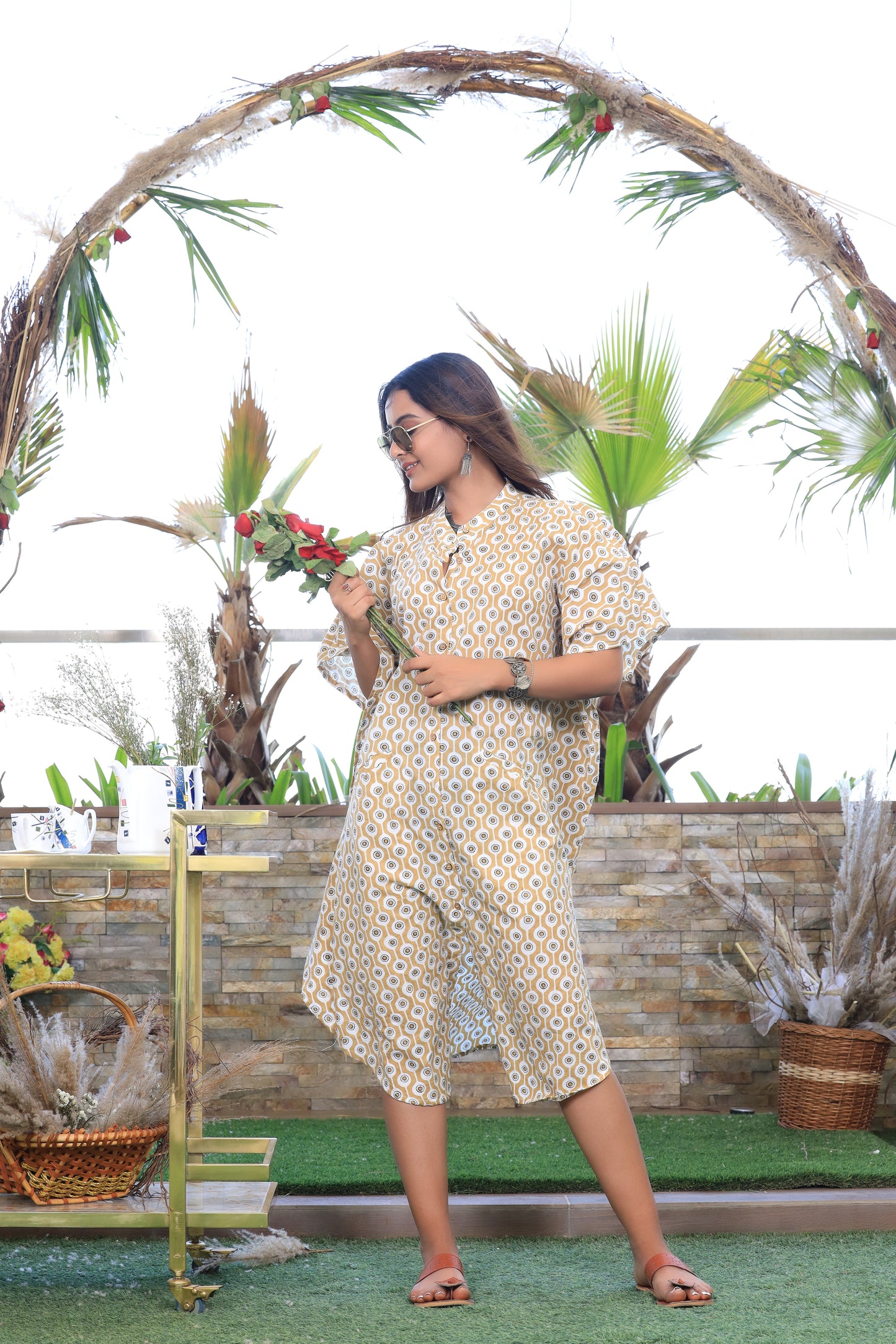 Eye Print Hold Shirt Dress Kaftan