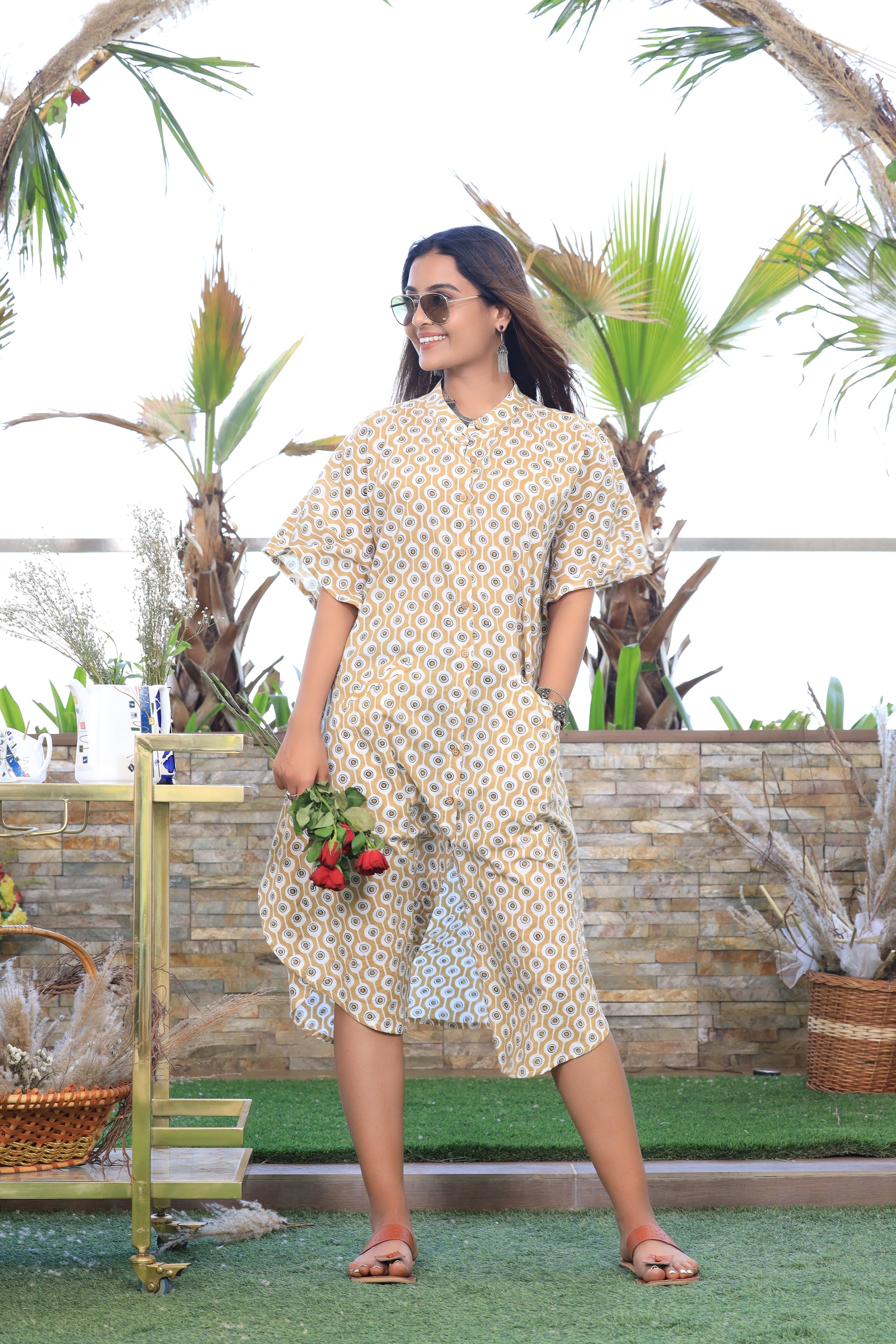 Eye Print Hold Shirt Dress Kaftan