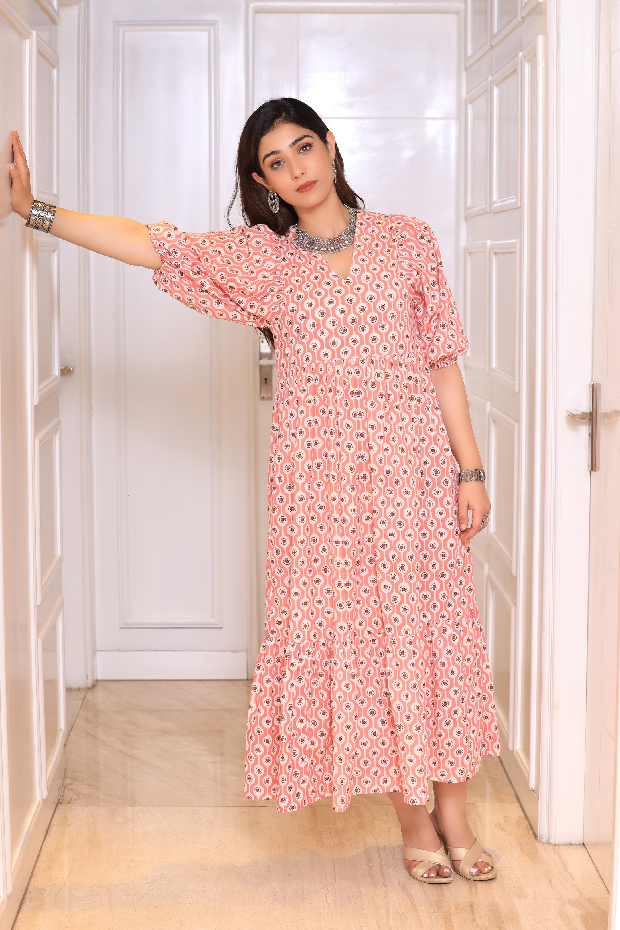 Alure Eye Print Maxi Dress (Pink)