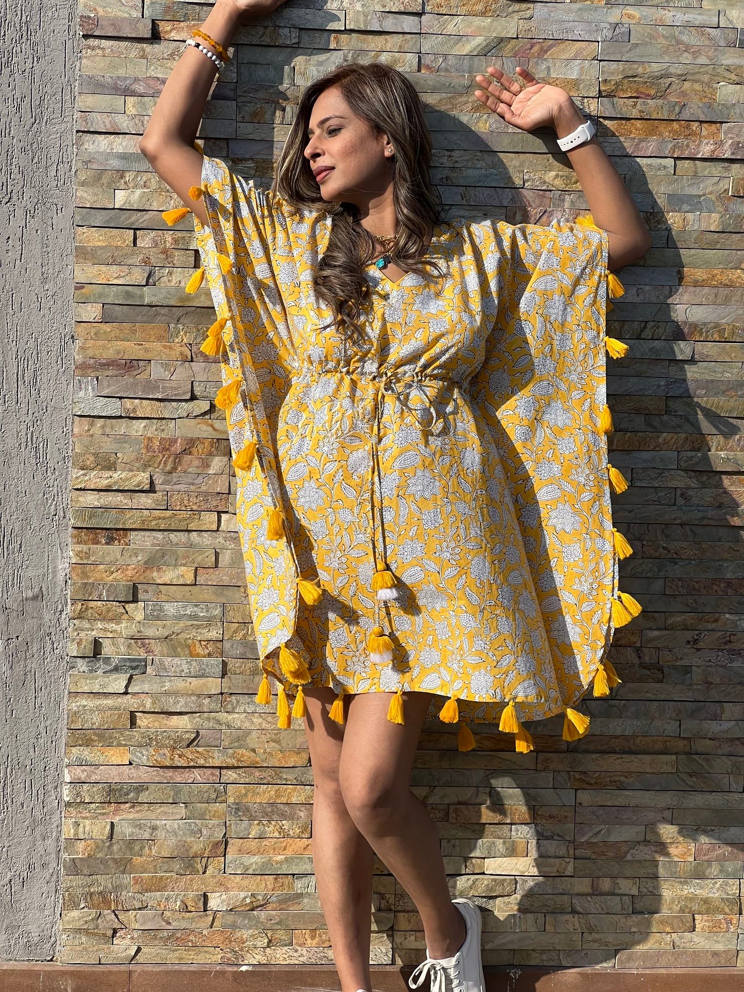 Yellow Tassel Kaftan